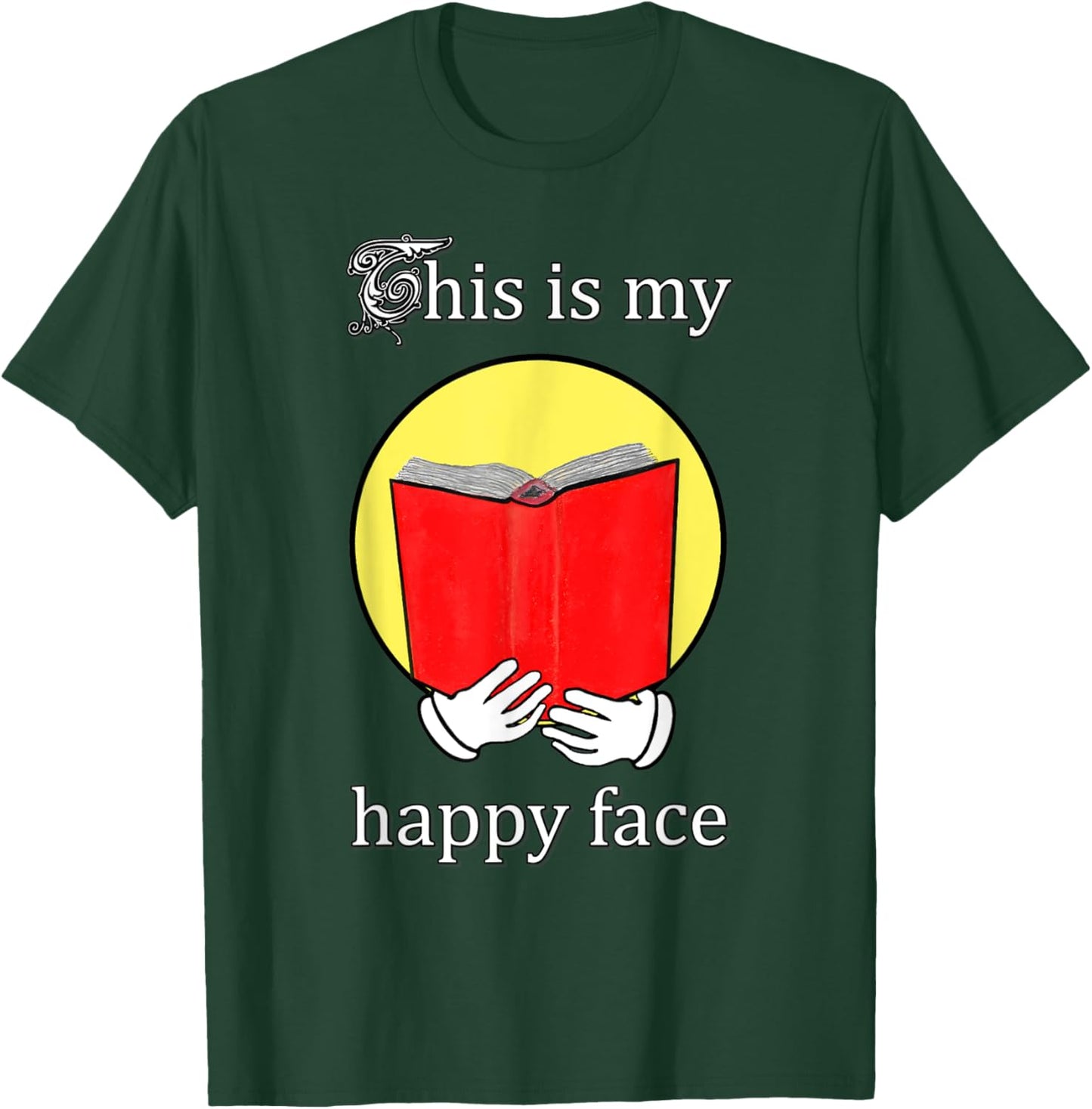 Happy Face reading a Book - bookworm T-Shirt - T-Shirt | Forest