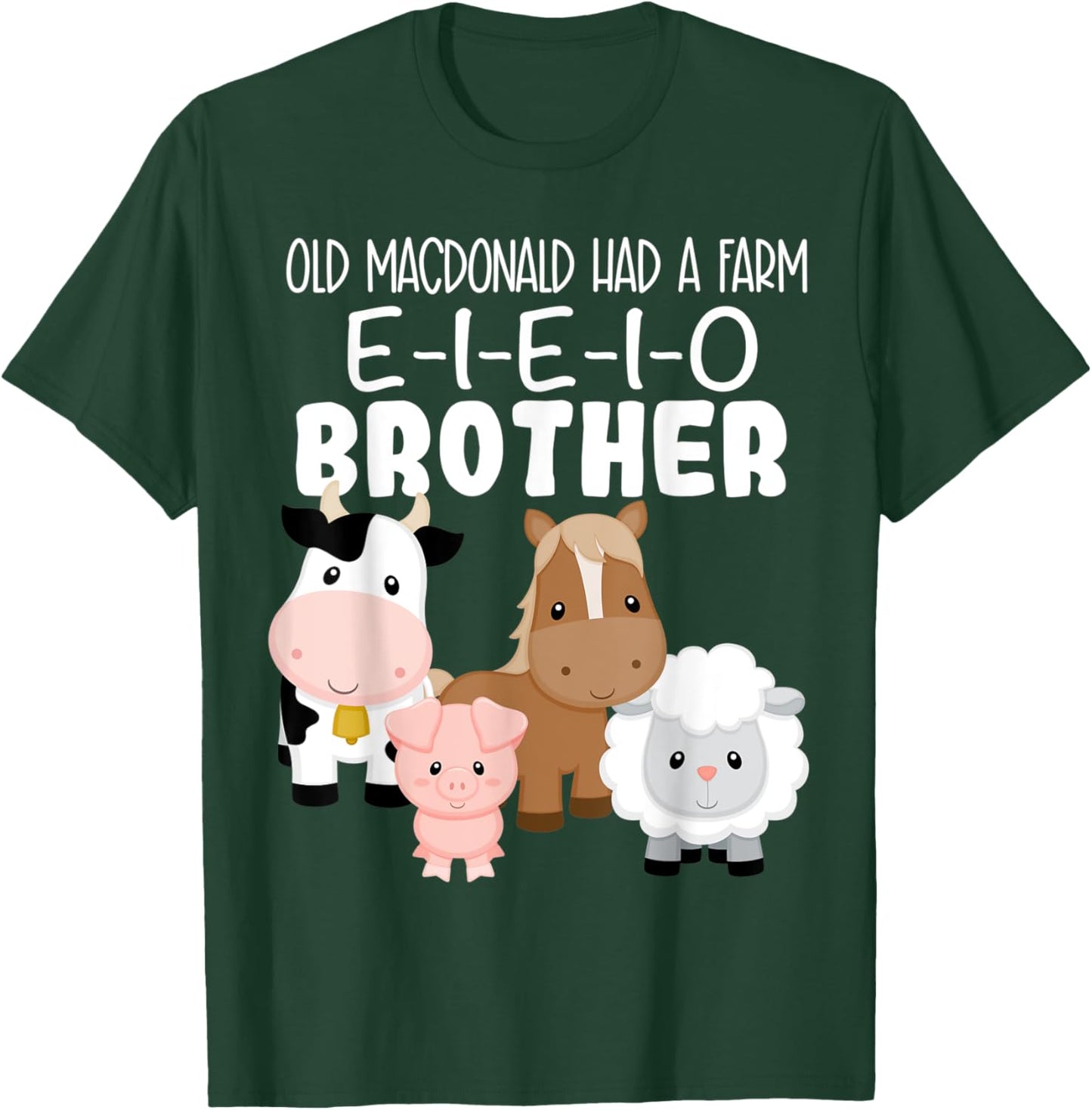 Brother Birthday Old MacDonald Theme Birthday Farm Animals T-Shirt - T-Shirt | Forest