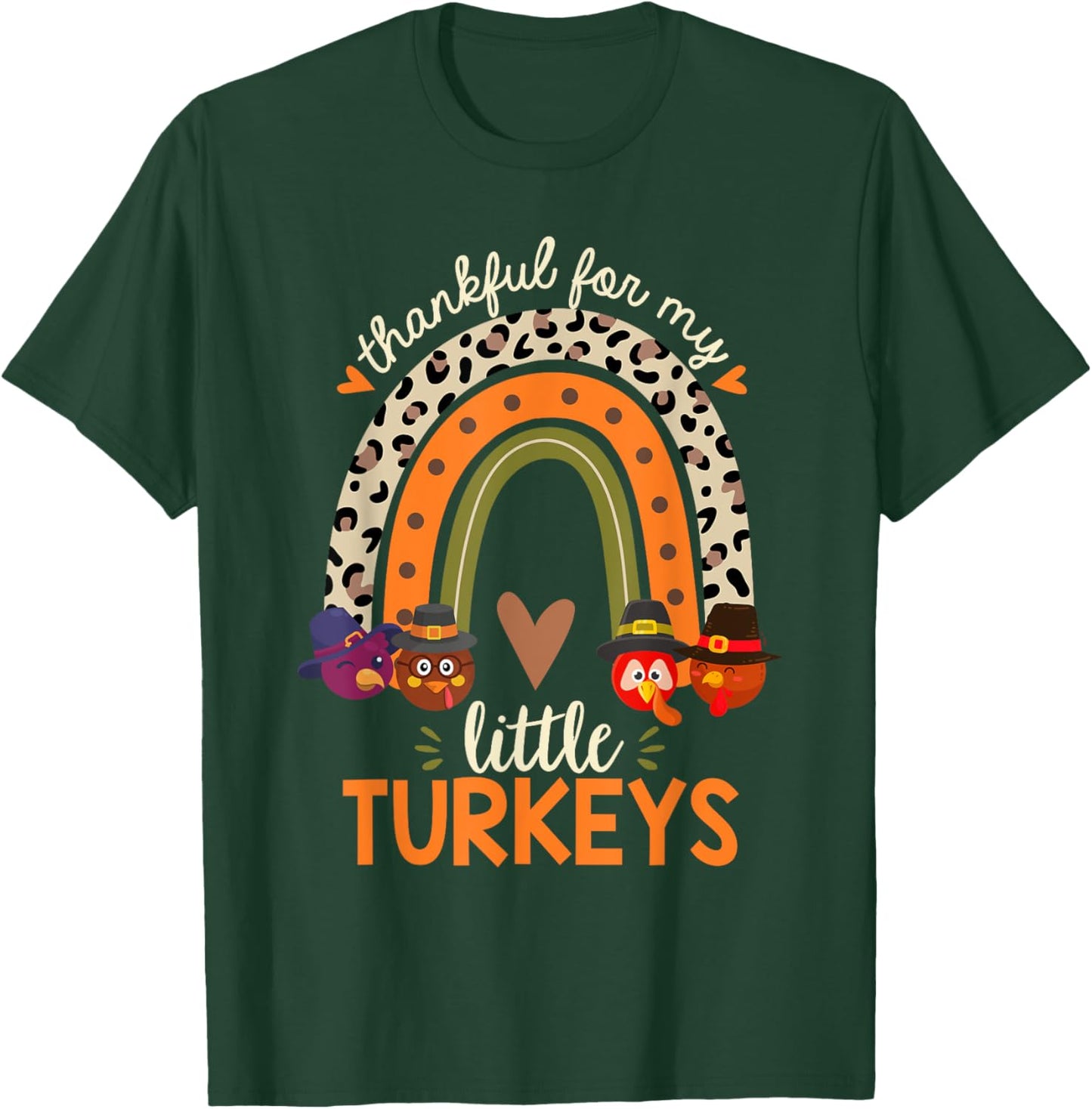 Thankful for My Little Turkeys Thanksgiving Teacher Rainbow Women Kids T-Shirt - T-Shirt | Forest