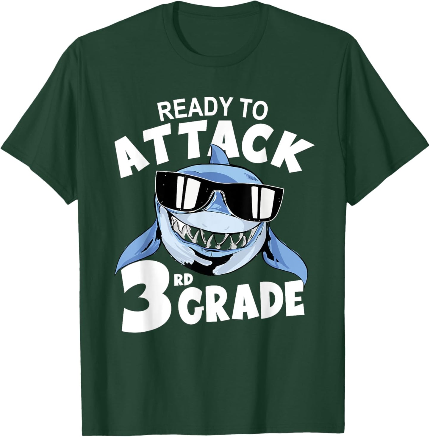 Ready to Attack 3rd Grade Shark School Boy Back To School T-Shirt - T-Shirt | Forest