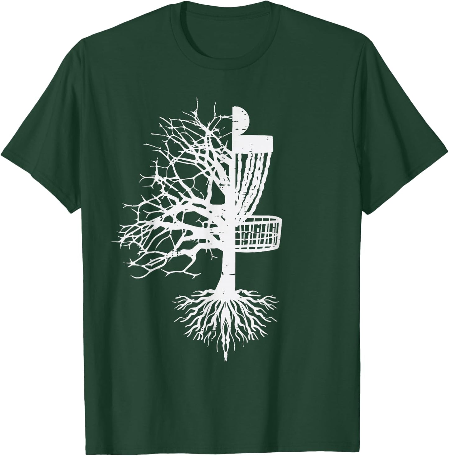 Half Disc Golf Basket Tree Funny Frisbee Frolf Men Women Kid T-Shirt - T-Shirt | Forest