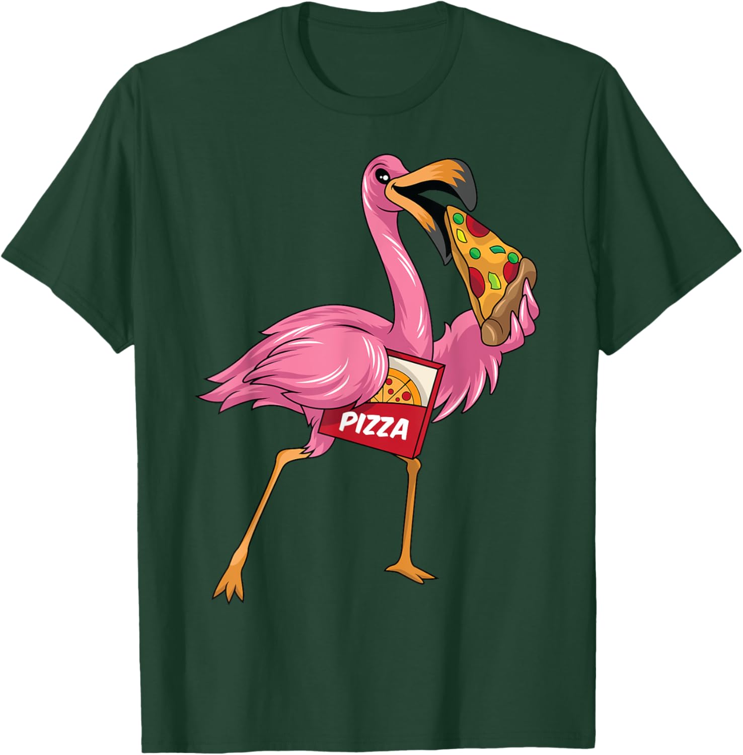 Flamingo And Pizza Flamingo Eating Pizza Flamingo Pizza T-Shirt - T-Shirt | Forest