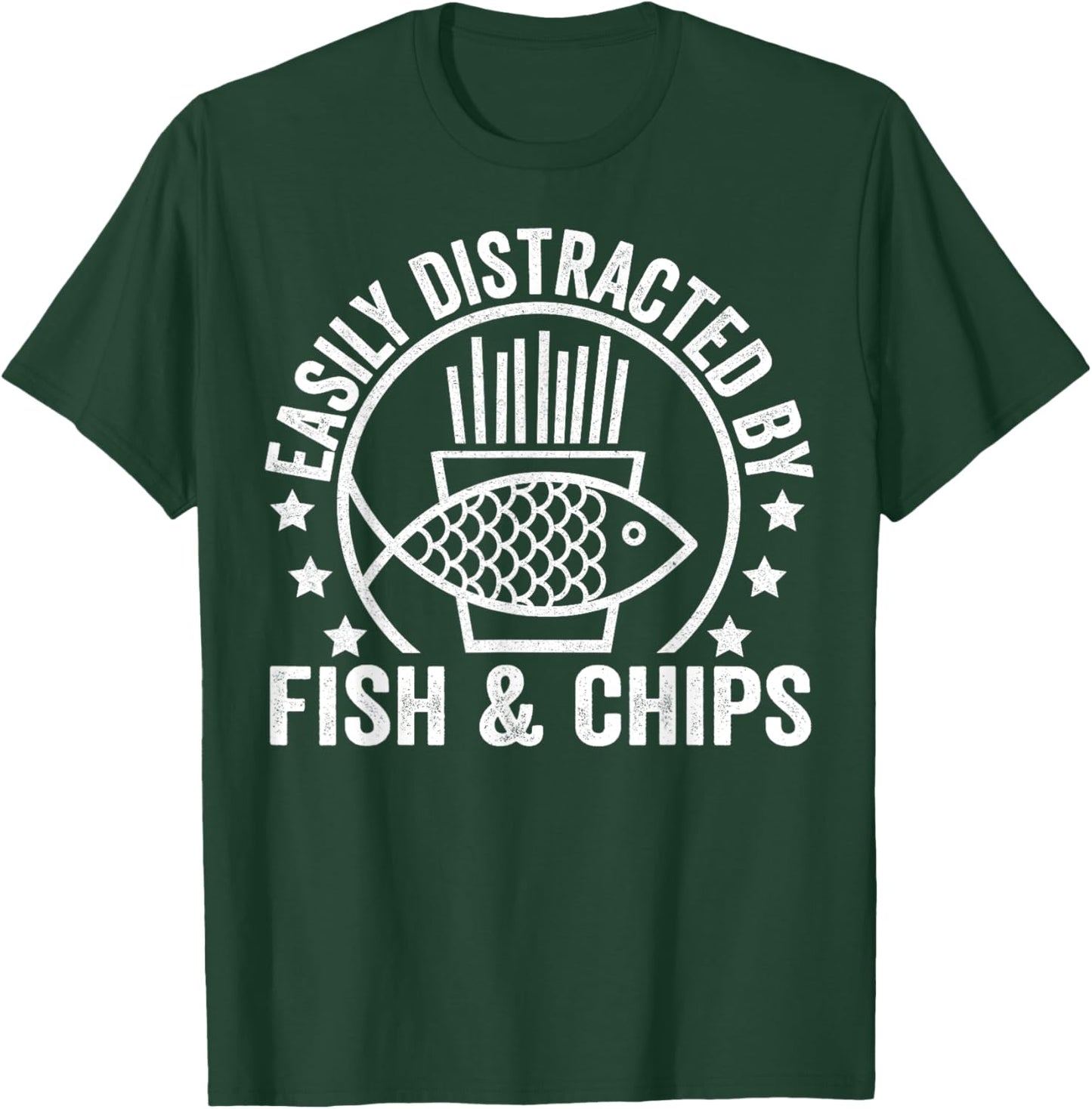 Easily Distracted By Fish and Chips British Food Lover T-Shirt - T-Shirt | Forest