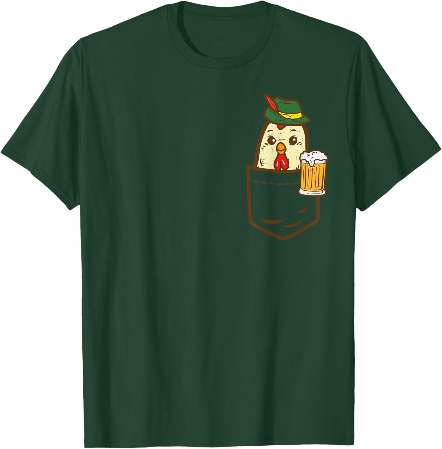 Pocket Chicken Oktoberfest Bavarian Farmer German Men Women T-Shirt - T-Shirt | Forest