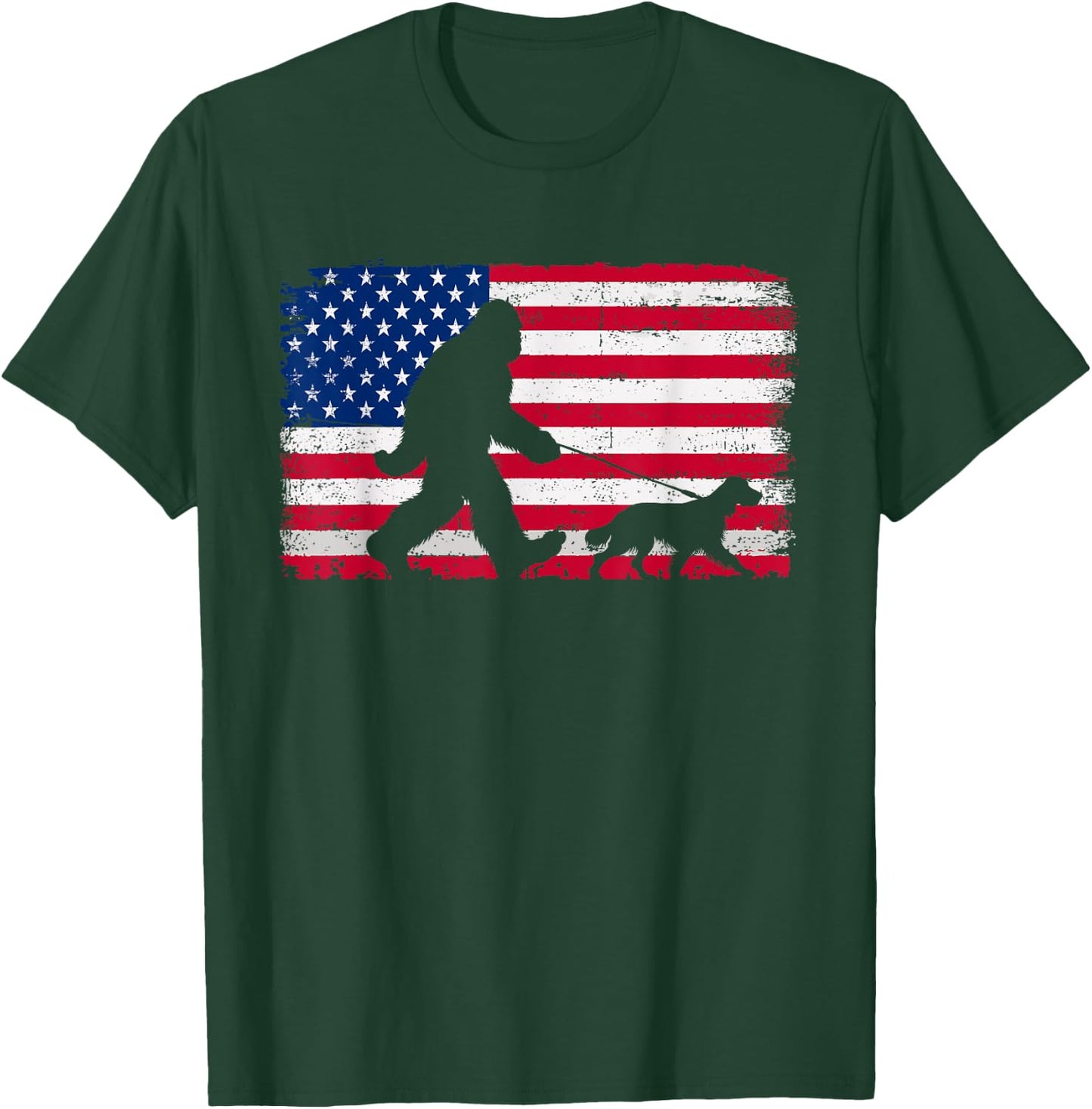 Retro English Setter 4th of July US American Flag Patriotic T-Shirt - T-Shirt | Forest