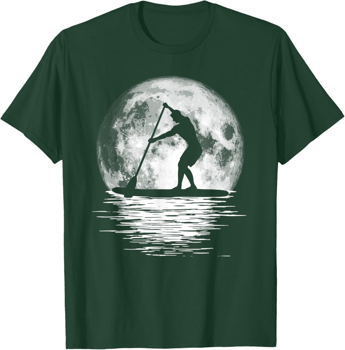Retro Stand Up Paddleboard SUP Night Ride Vintage Full Moon T-Shirt - T-Shirt | Forest