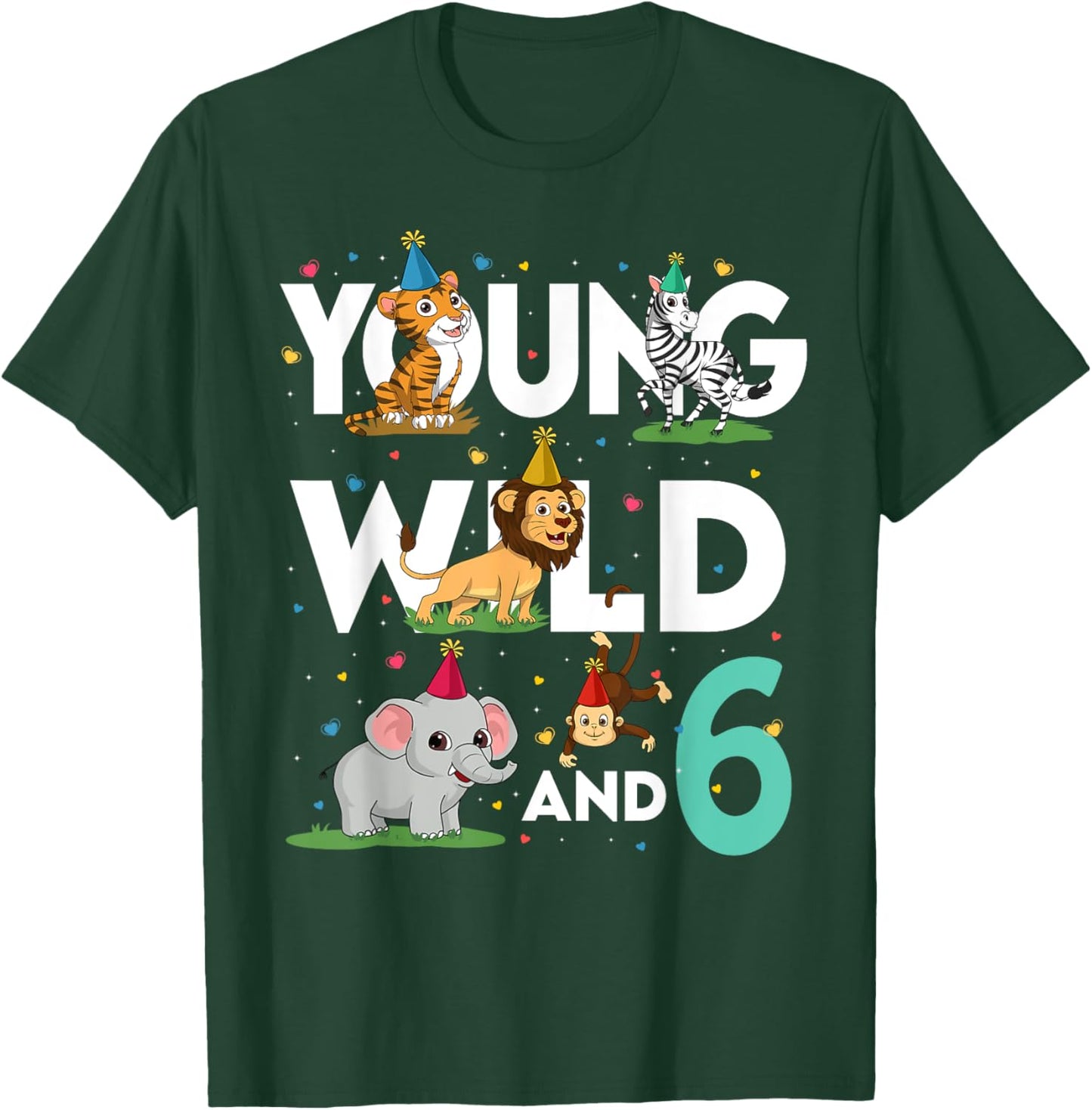 6 Year Old Zoo Birthday Shirt Safari Jungle Animal 6th T-Shirt - T-Shirt | Forest