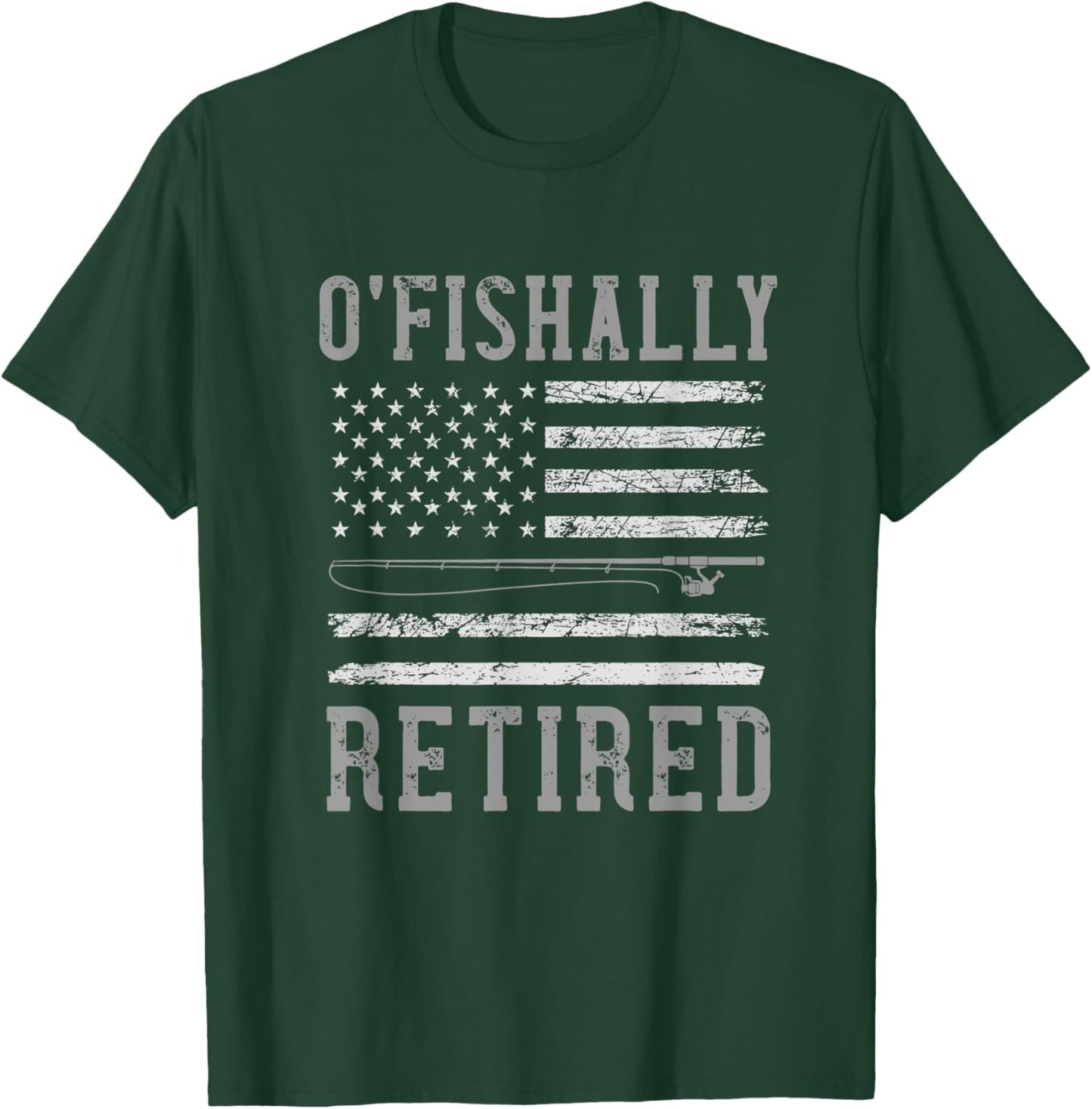Retired Corrections Officer Fishing Retirement USA Flag T-Shirt - T-Shirt | Forest