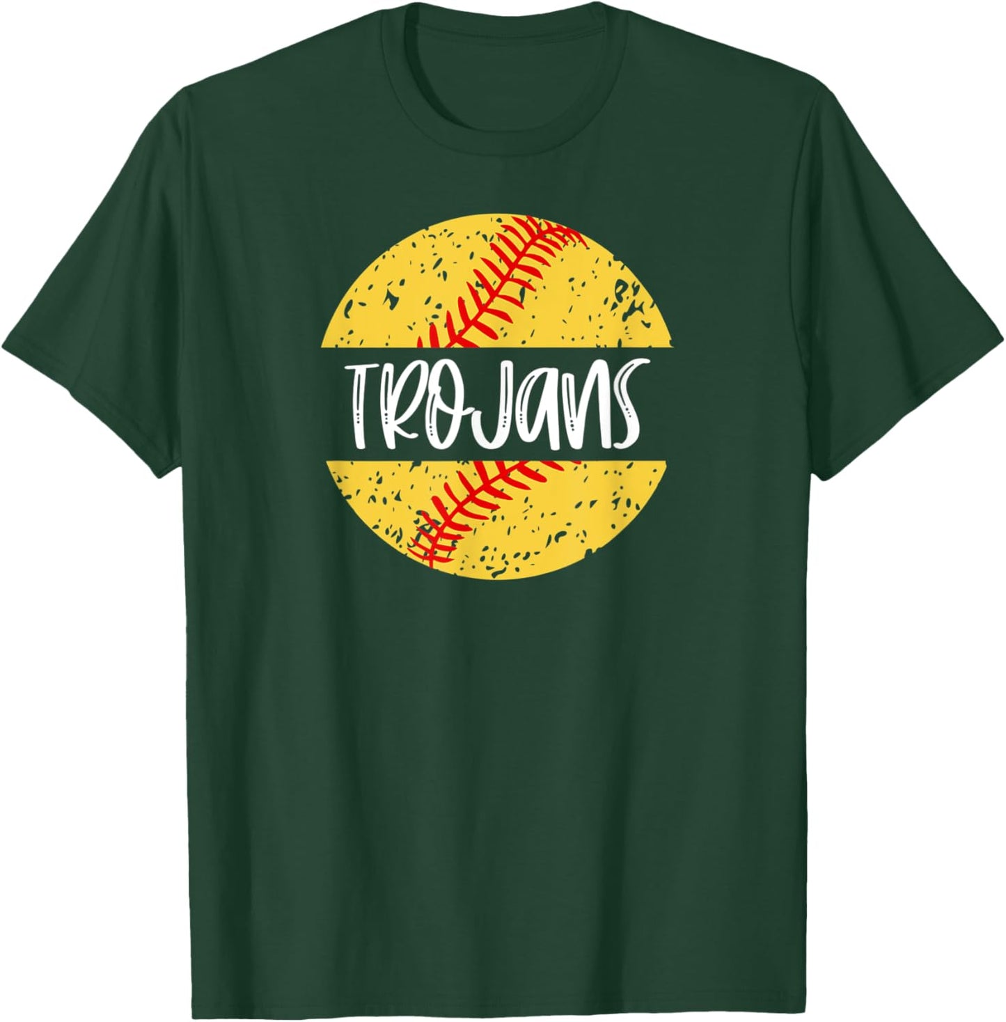 Trojans Softball Team Mascot School Spirit Game Day T-Shirt - T-Shirt | Forest