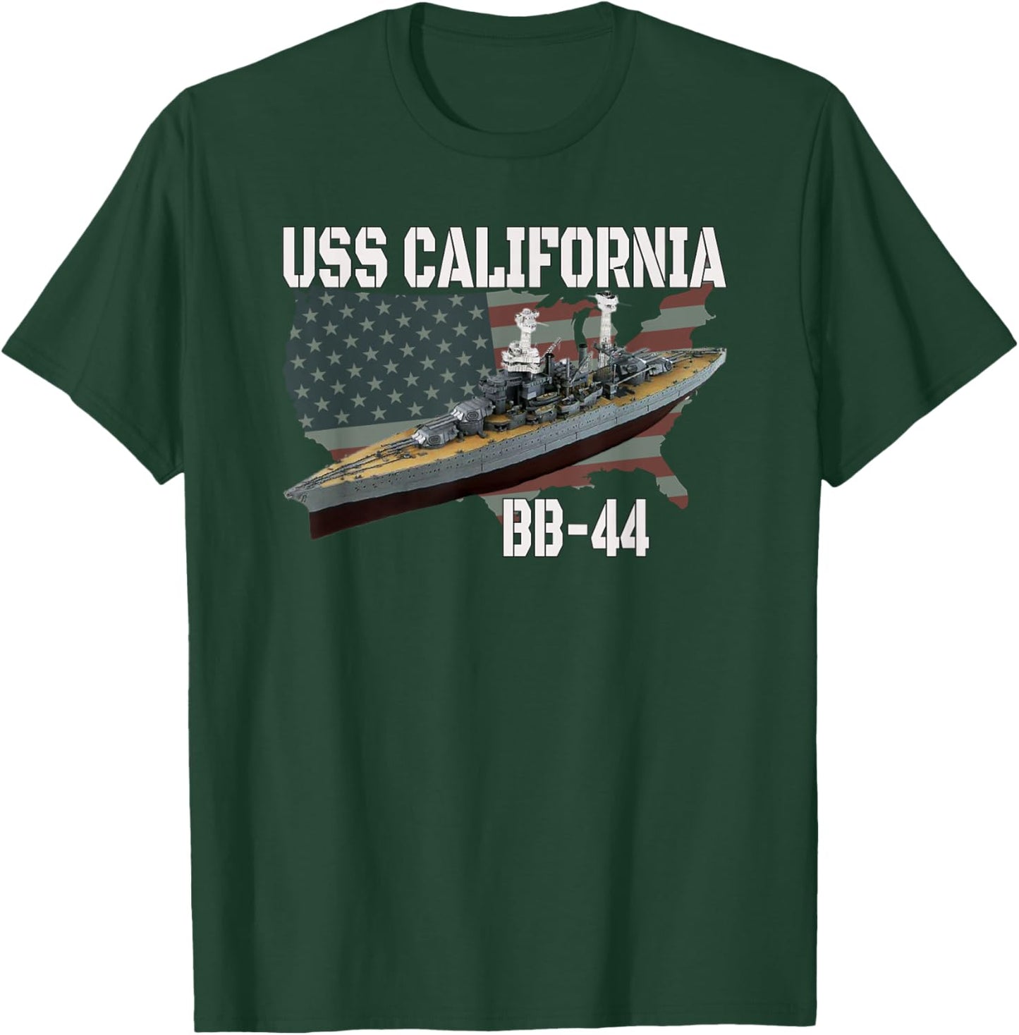 WW2 American Battleship USS California BB-44 Warship Veteran T-Shirt - T-Shirt | Forest