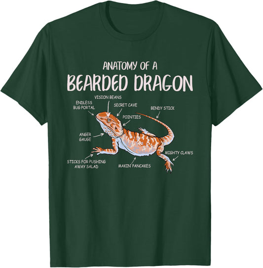 Anatomy Of A Bearded Dragon Pet Reptile Lizard Lovers Funny T-Shirt - T-Shirt | Forest