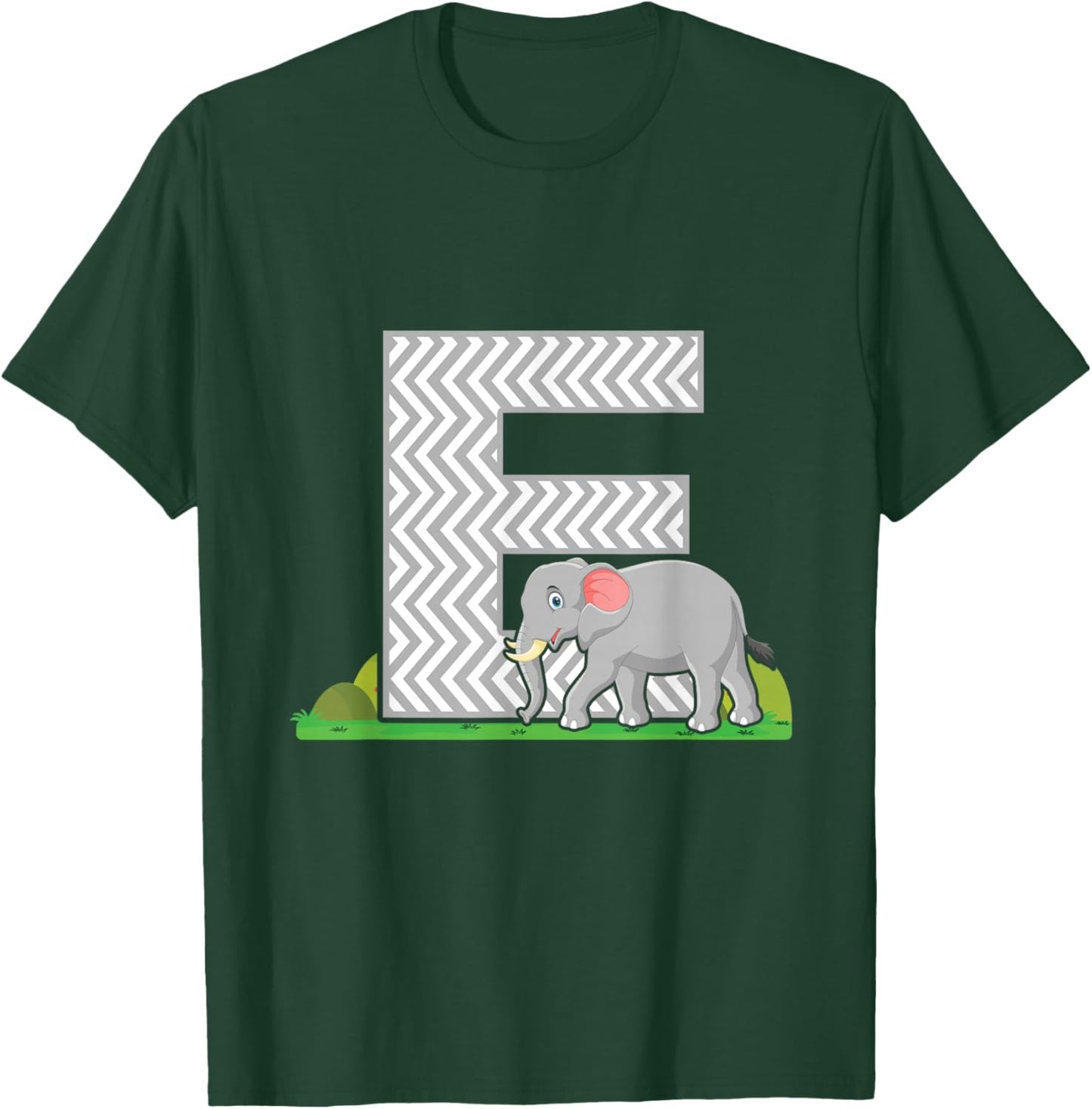 Letter E Elephant Alphabet Last Name Vowel Initials Animals T-Shirt - T-Shirt | Forest