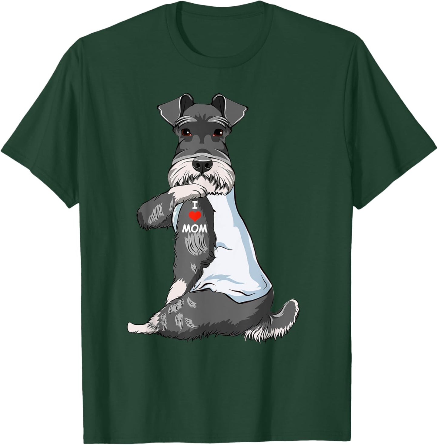 I Love Mom Tattoo Schnauzer Mom Dog Lover Women T-Shirt - T-Shirt | Forest