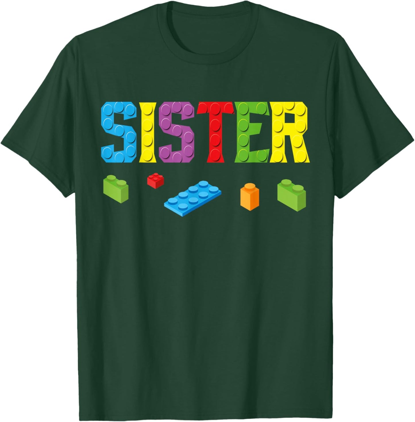 Sister Master Builder Building Bricks Blocks Family Set Girl T-Shirt - T-Shirt | Forest