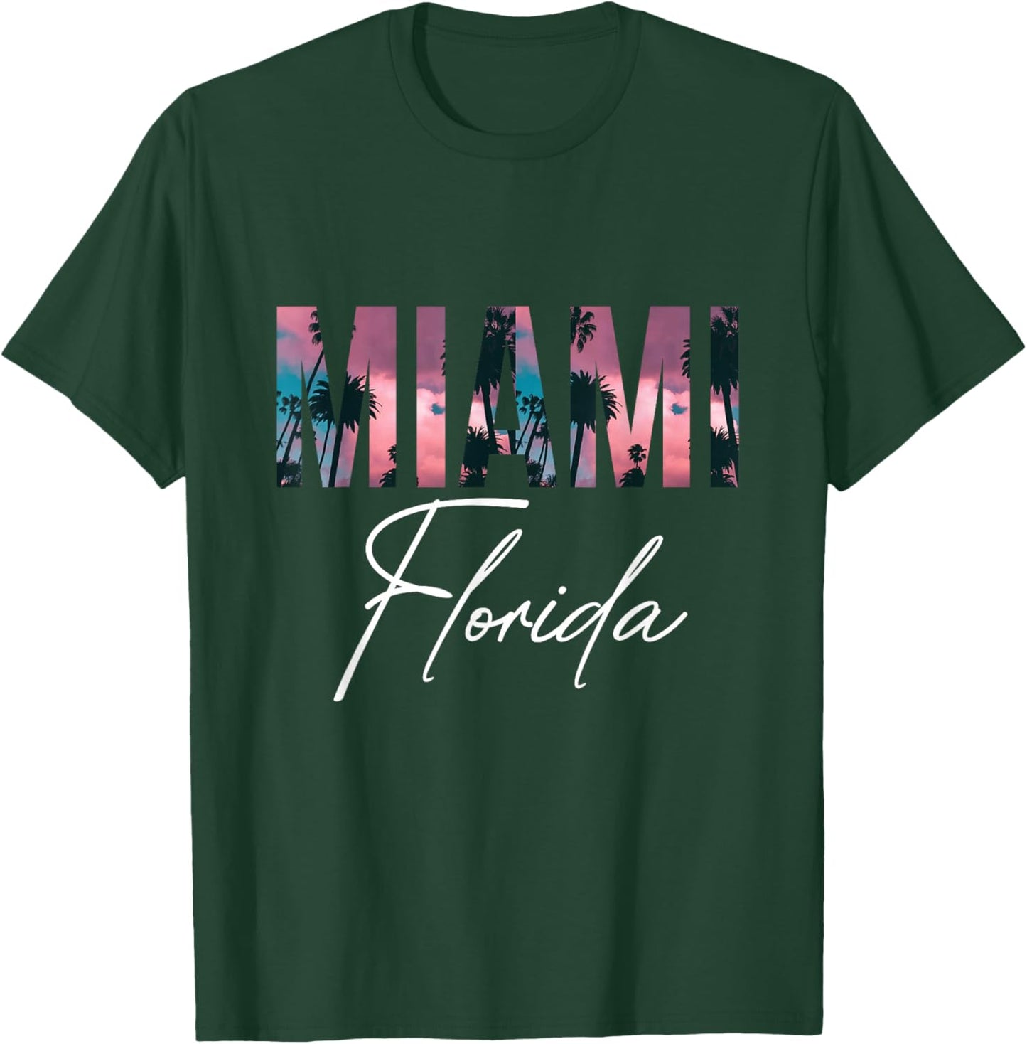 Miami Palm trees Florida Sunset Miami Beach T-Shirt - T-Shirt | Forest