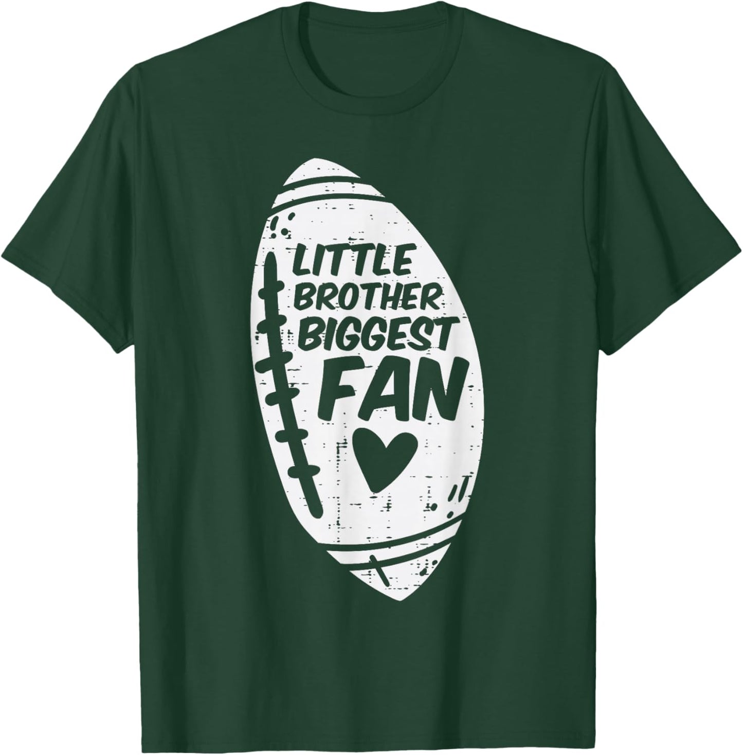American Football Little Brother Biggest Fan Family Boys T-Shirt - T-Shirt | Forest