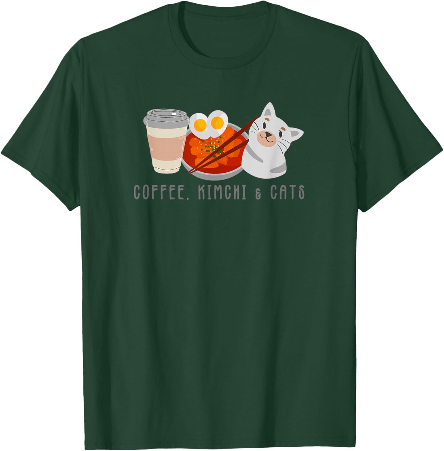 Coffee Kimchi Cats Cute I Love Kimchi South Korean Kpop T T-Shirt - T-Shirt | Forest