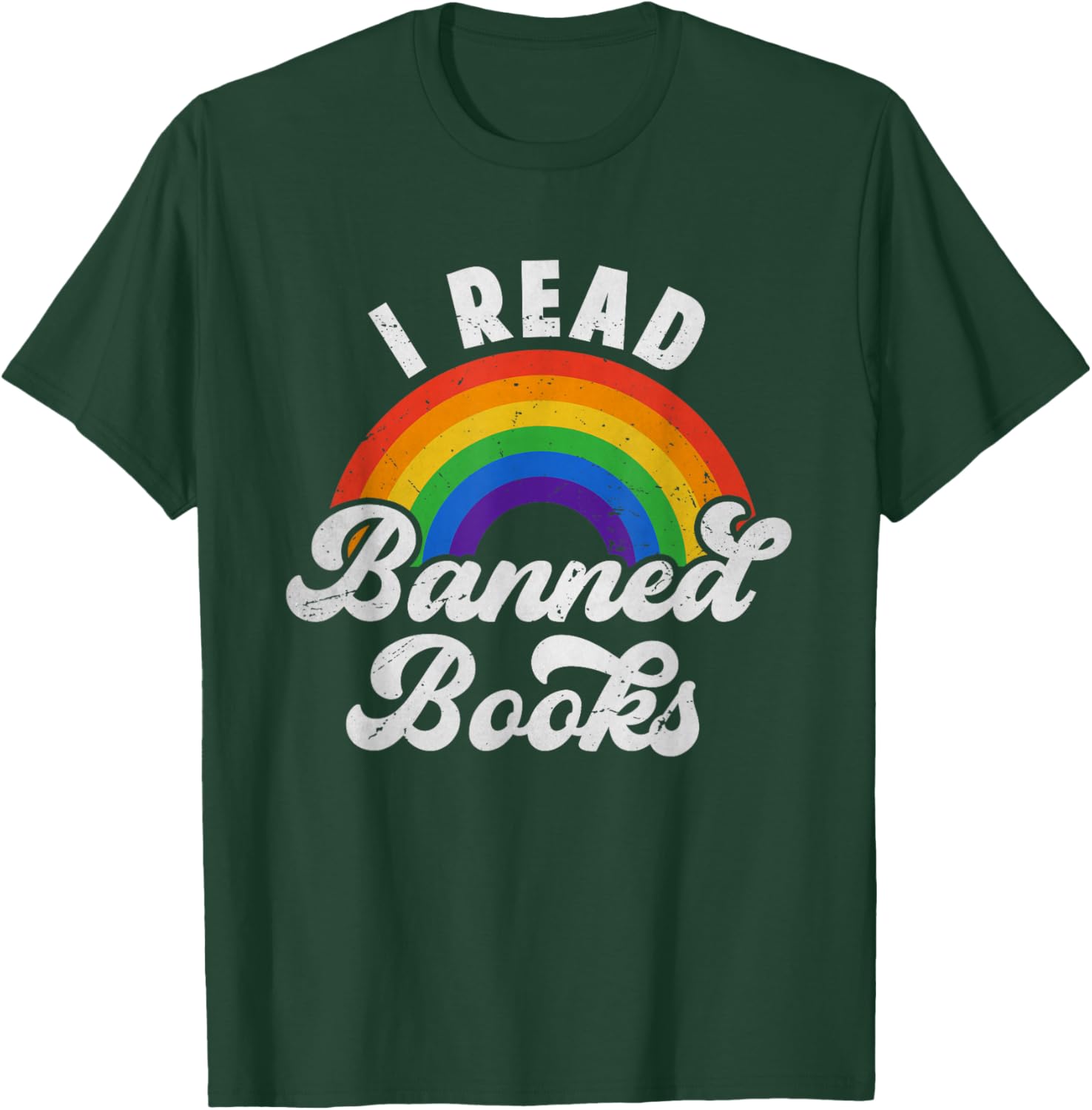 I Read Banned Books Retro Literature Rainbow Reading Vintage T-Shirt - T-Shirt | Forest