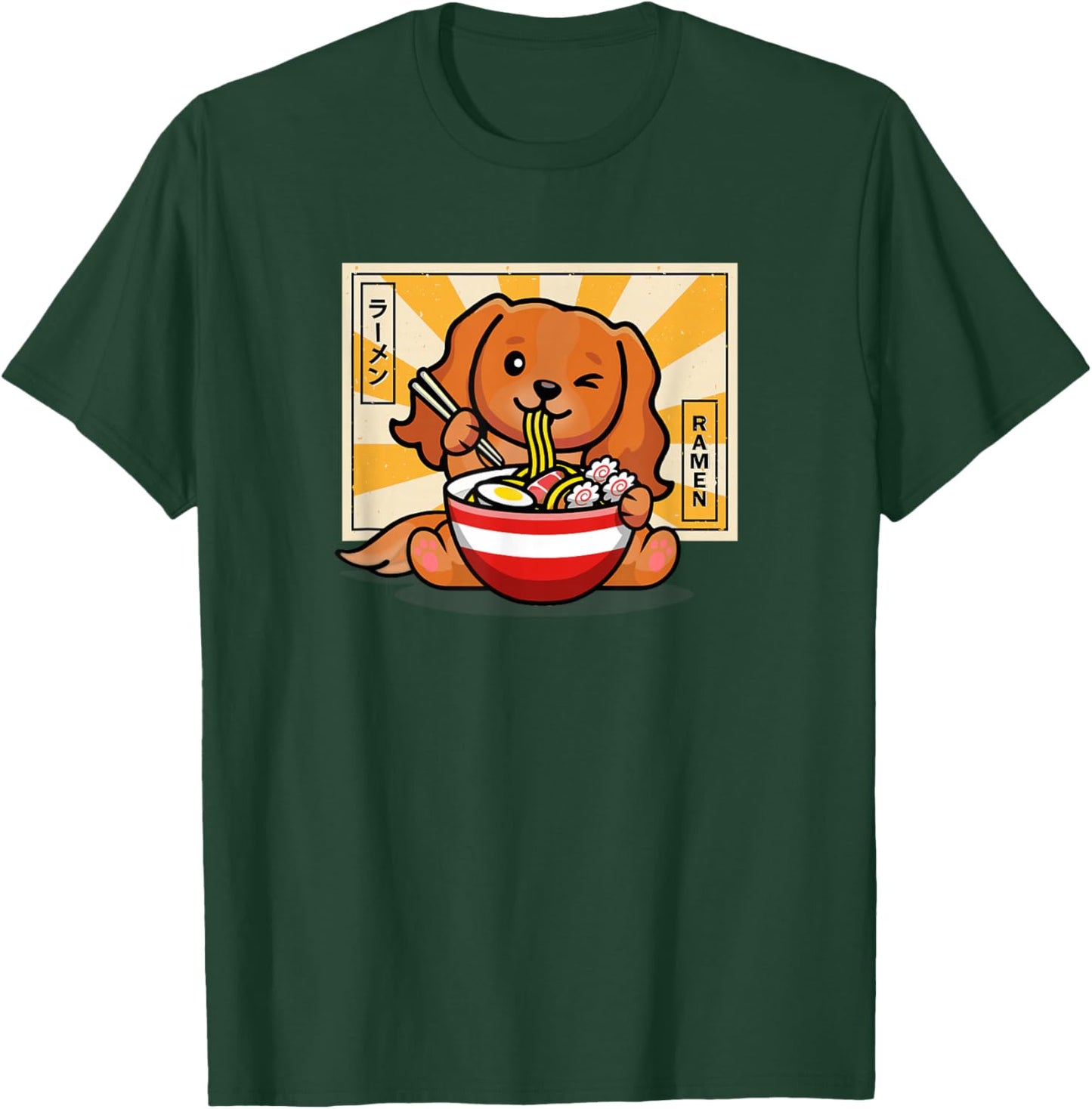 Funny Kawaii Ramen Kids Ruby Cavalier Spaniel Dog Lover T-Shirt - T-Shirt | Forest