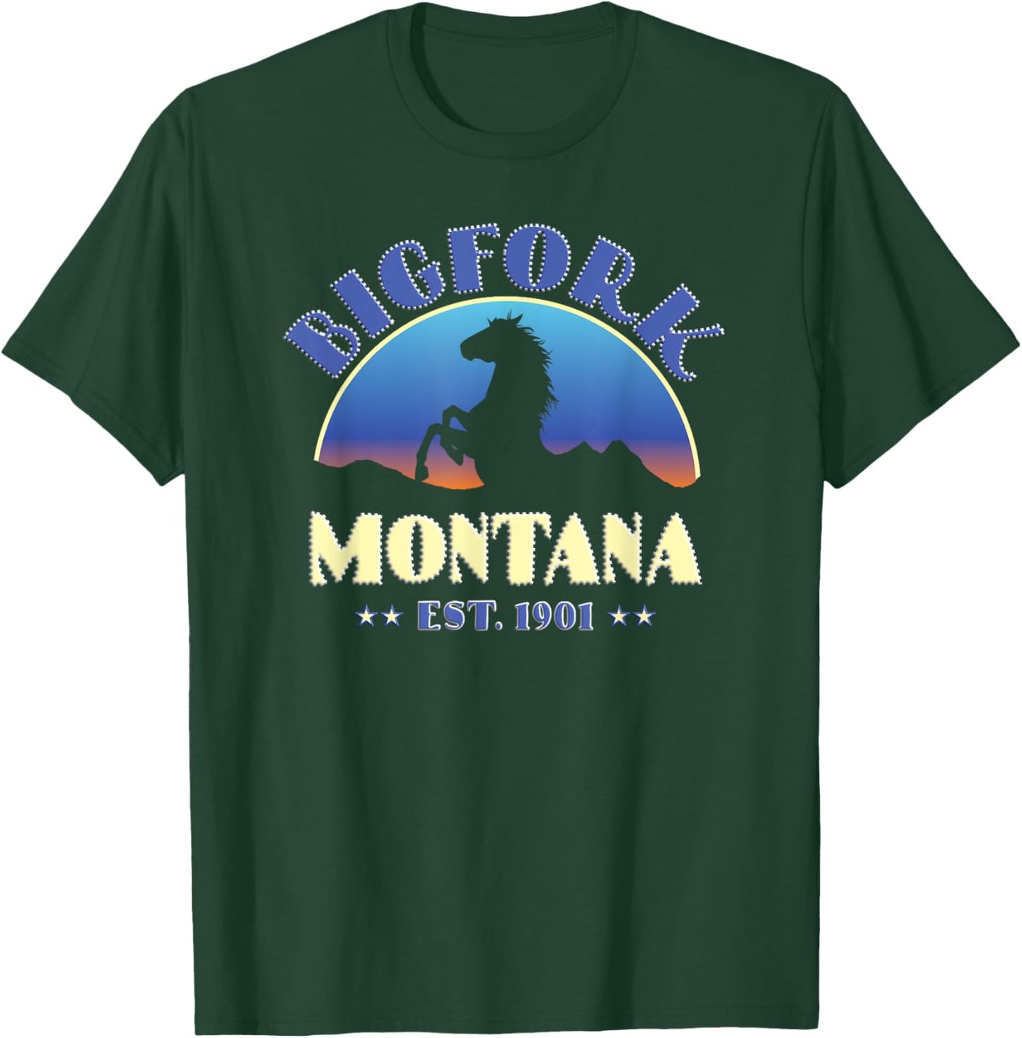 Bigfork Montana MT Wild Horse T-Shirt - T-Shirt | Forest
