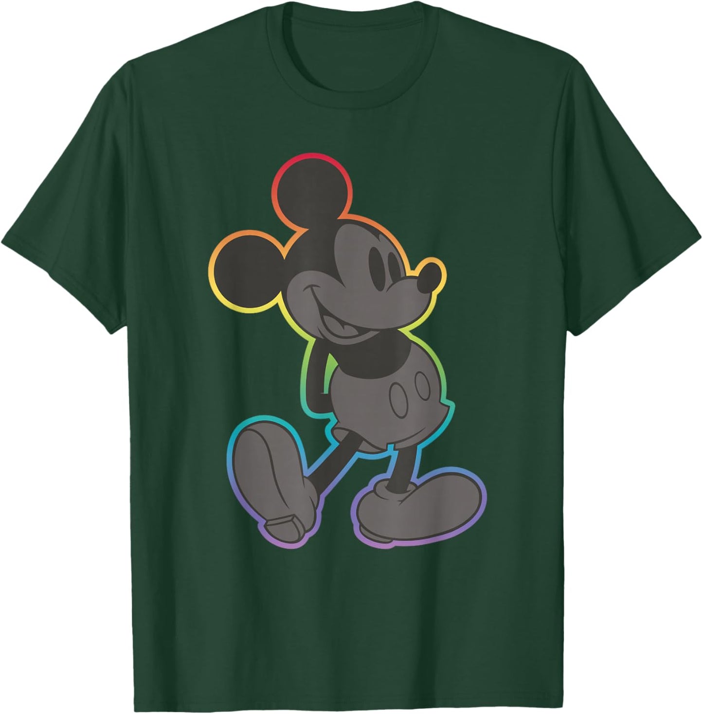 Disney Mickey and Friends Mickey Mouse Rainbow Outline T-Shirt - T-Shirt | Forest