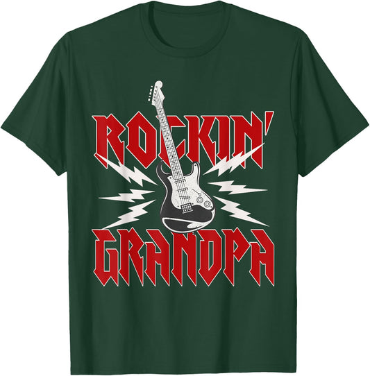 Grandpa Rockin One Birthday Family Matching Rock Guitar T-Shirt - T-Shirt | Forest