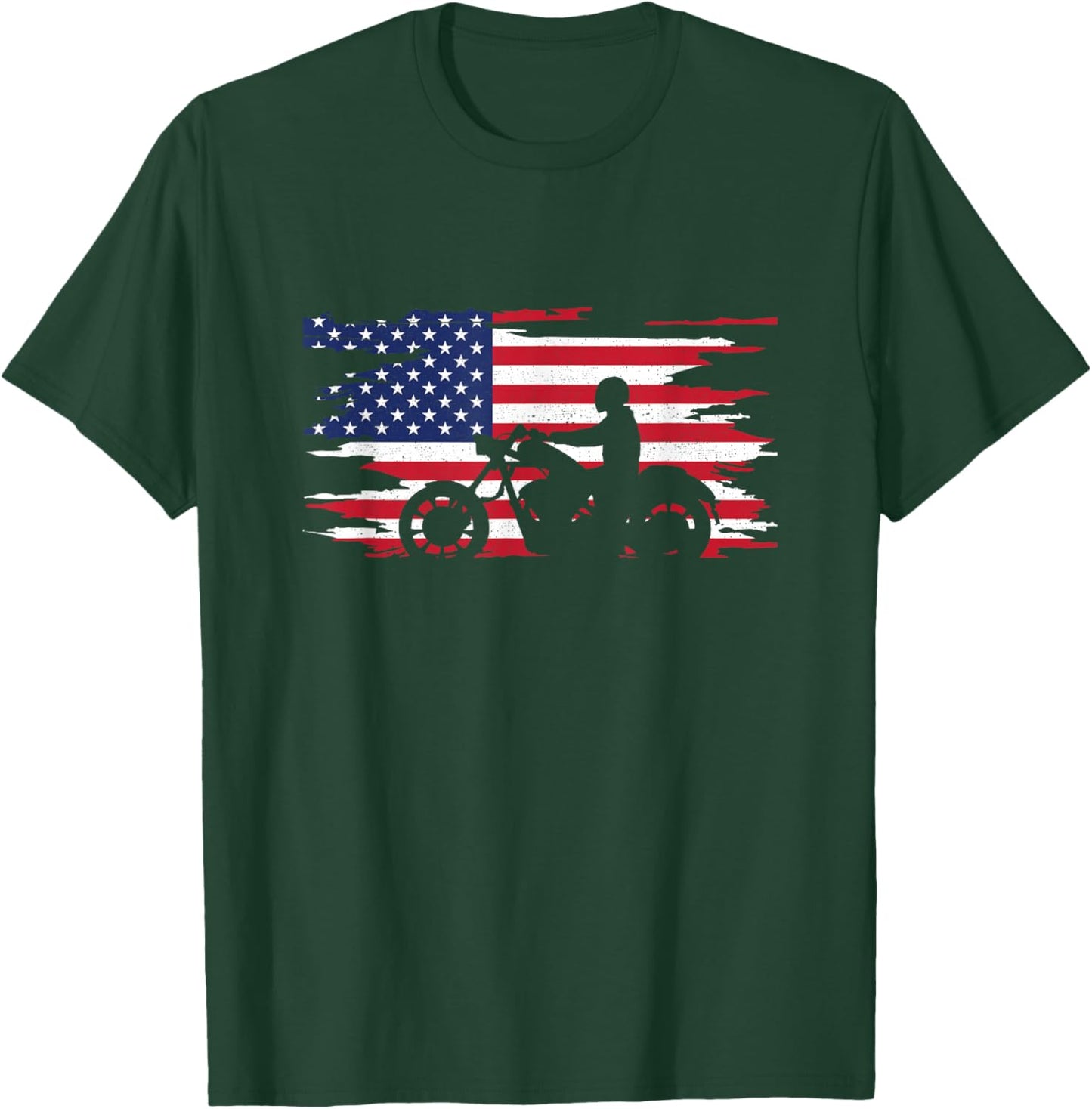 American Flag Motorcycle Apparel - Motorcycle T-Shirt - T-Shirt | Forest