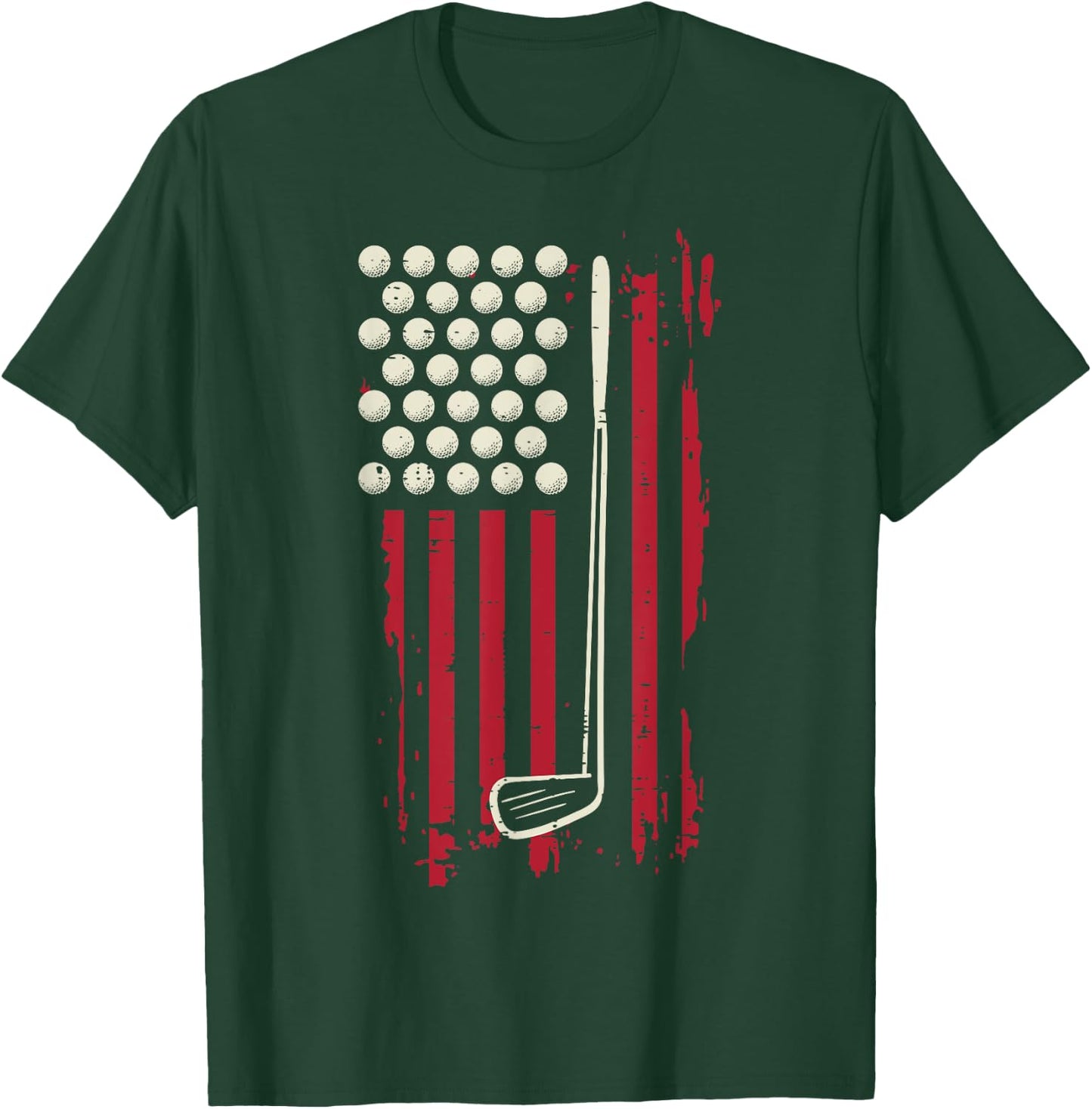 Golf American Flag USA Patriotic Men Women Kids T-Shirt - T-Shirt | Forest