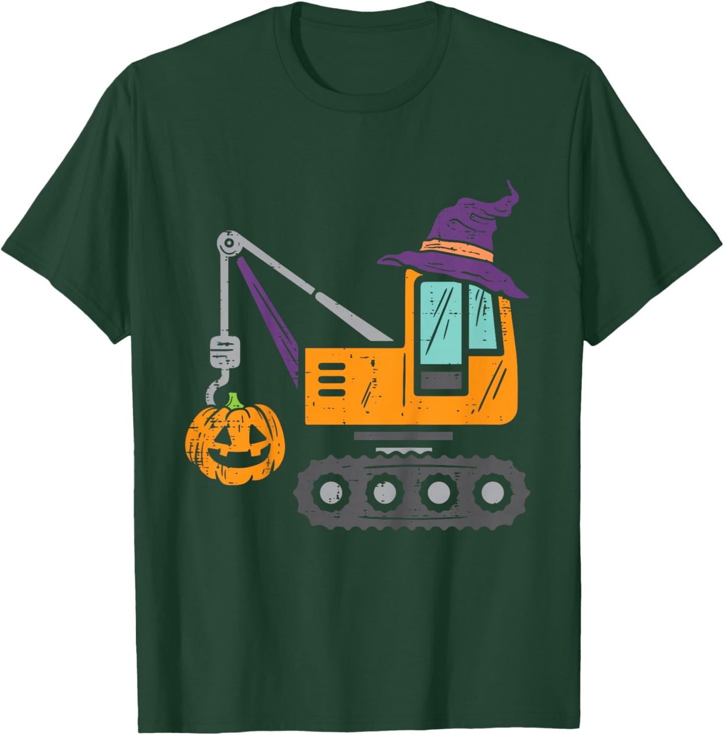 Kids Crane Truck Pumpkin Toddler Baby Boys Halloween Kids T-Shirt - T-Shirt | Forest