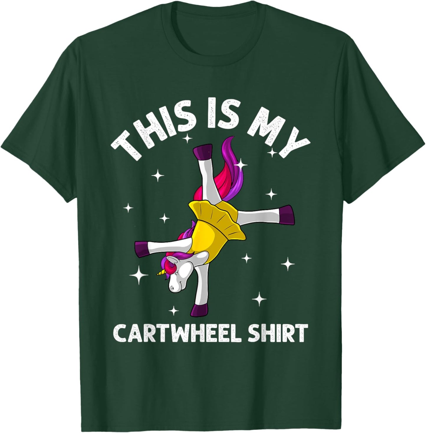 Cool Gymnastics Girls Gymnast Unicorn Cartwheel T-Shirt - T-Shirt | Forest