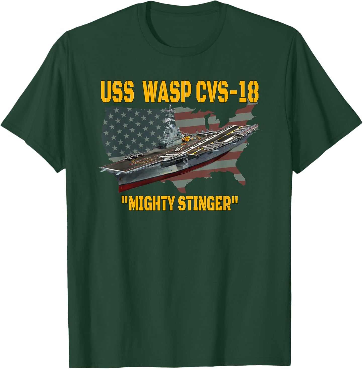Aircraft Carrier USS Wasp CVS-18 Veterans Day Father's Day T-Shirt - T-Shirt | Forest