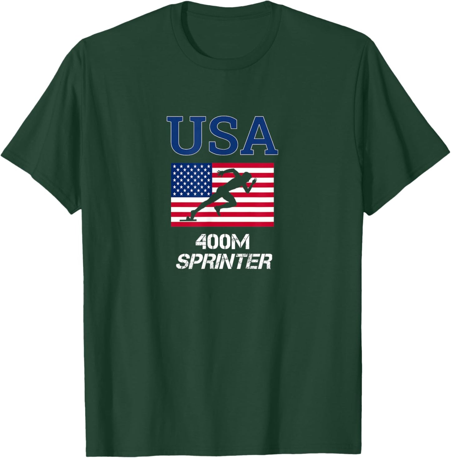 USA Team Sport Runner American Track and Field Sprinter 400m T-Shirt - T-Shirt | Forest