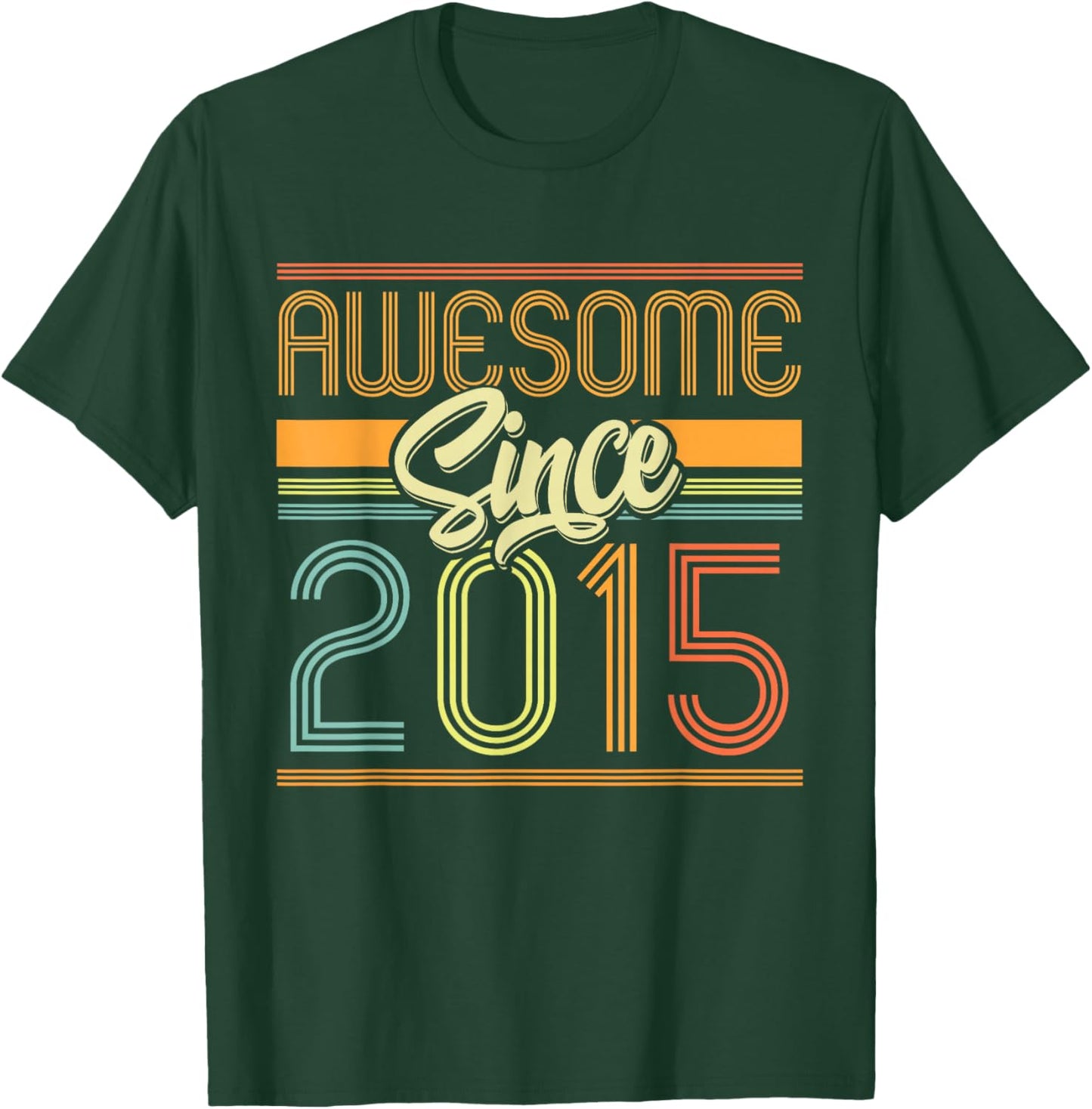 Awesome Since 2015 10th Birthday 10 Years Old Bday Kids Boys T-Shirt - T-Shirt | Forest