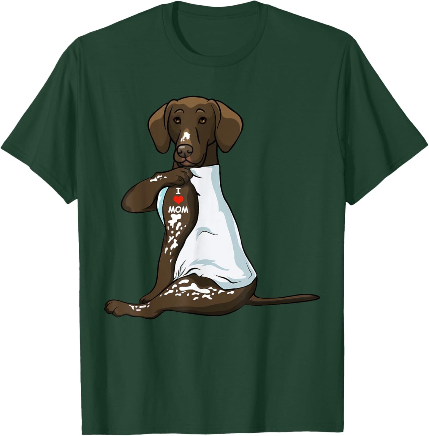 I Love Mom Tattoo German Shorthaired Pointer Mom Dog Women T-Shirt - T-Shirt | Forest