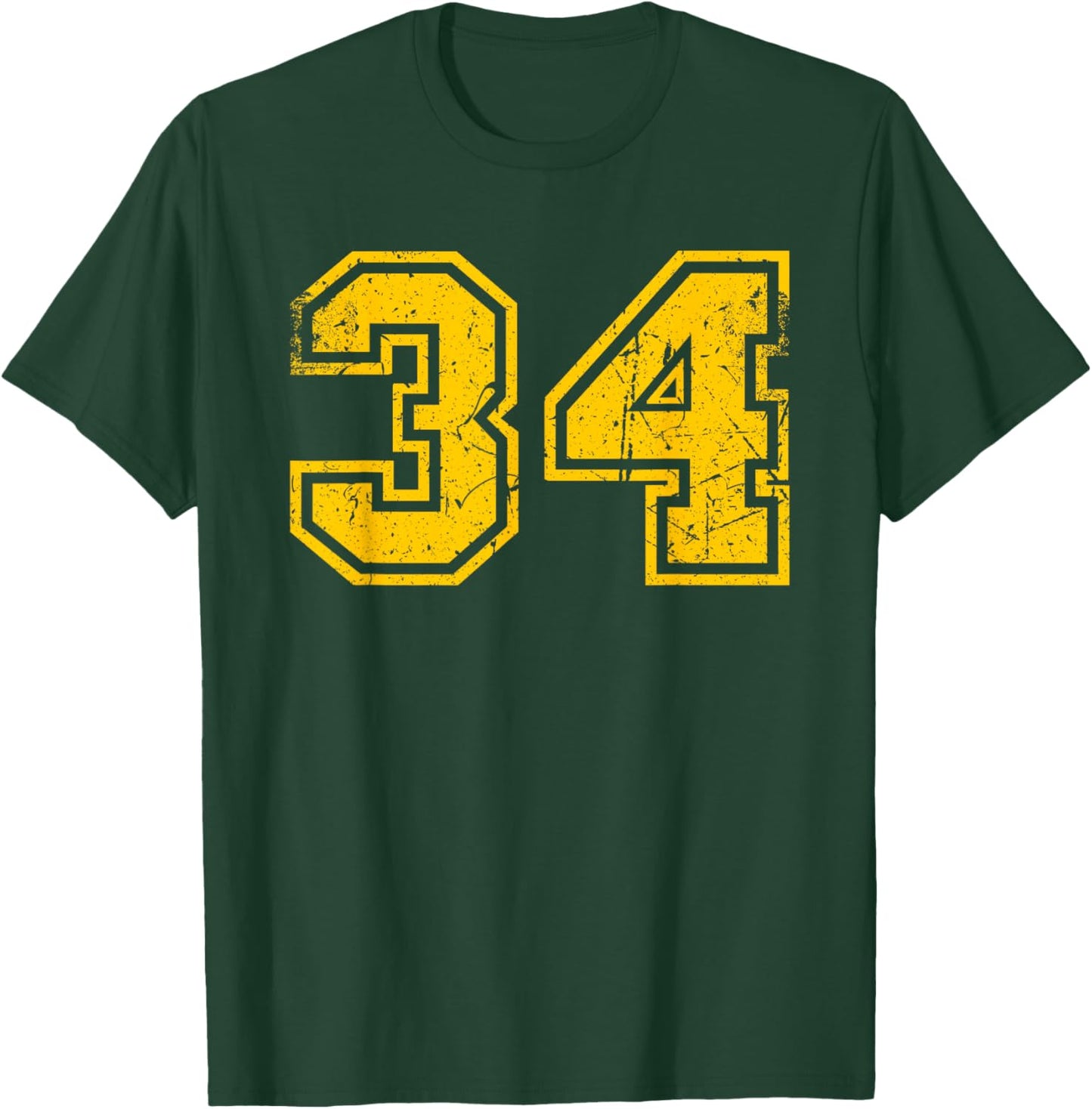Vintage #34 Sport Yellow Uni Number T-Shirt - T-Shirt | Forest