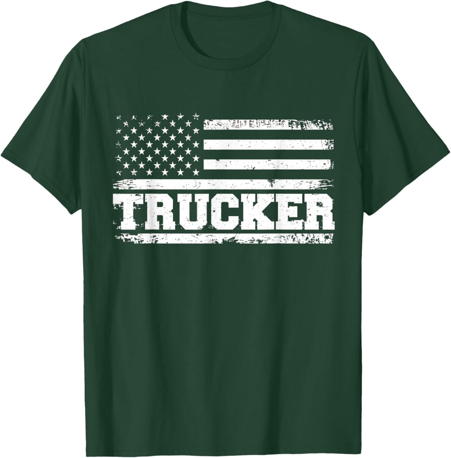 Truck Driver Trucker Us American Flag Patriotic Kids Men T-Shirt - T-Shirt | Forest
