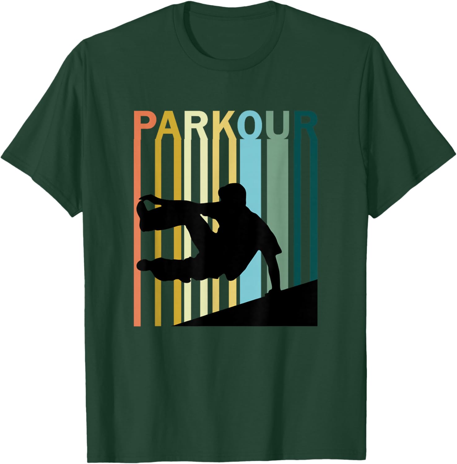 Vintage Style Parkour Silhouette T-Shirt - T-Shirt | Forest