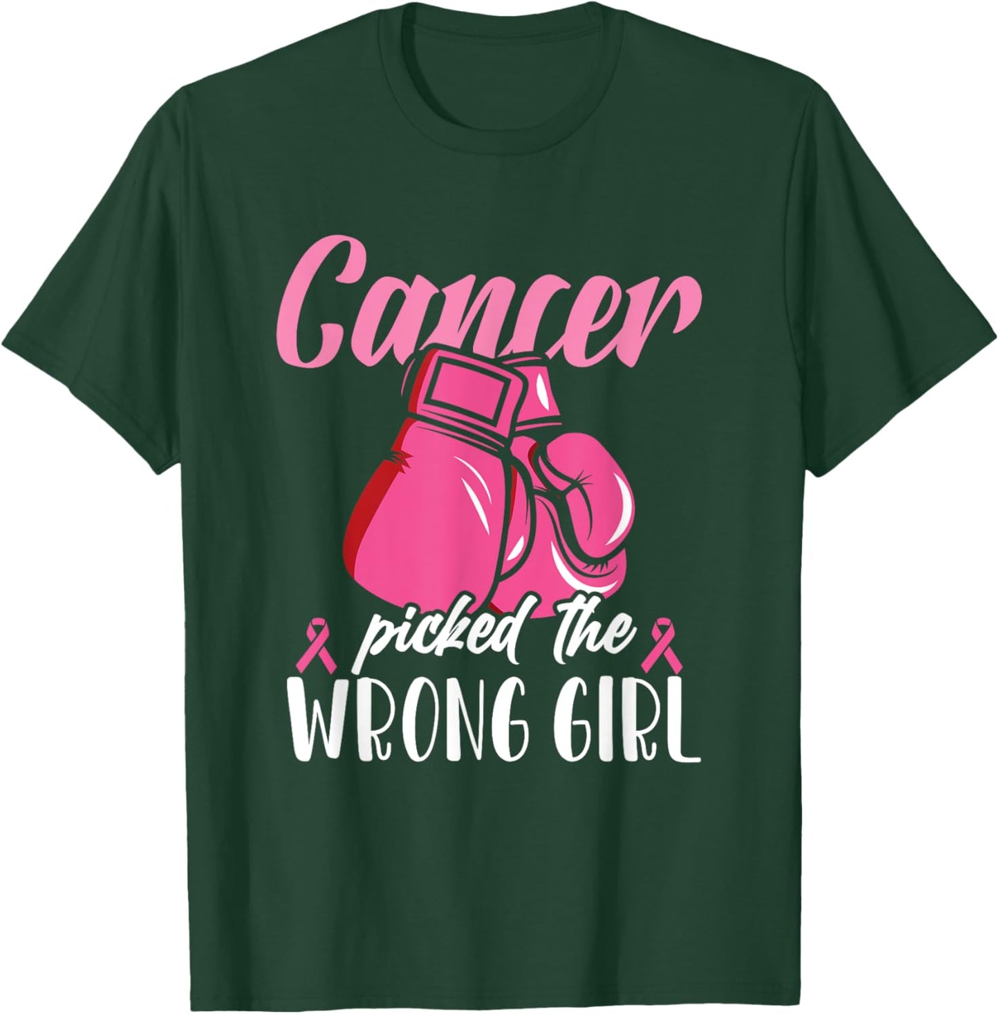 Breast Cancer Picked Wrong Girl Awareness Fighter Survivor T-Shirt - T-Shirt | Forest