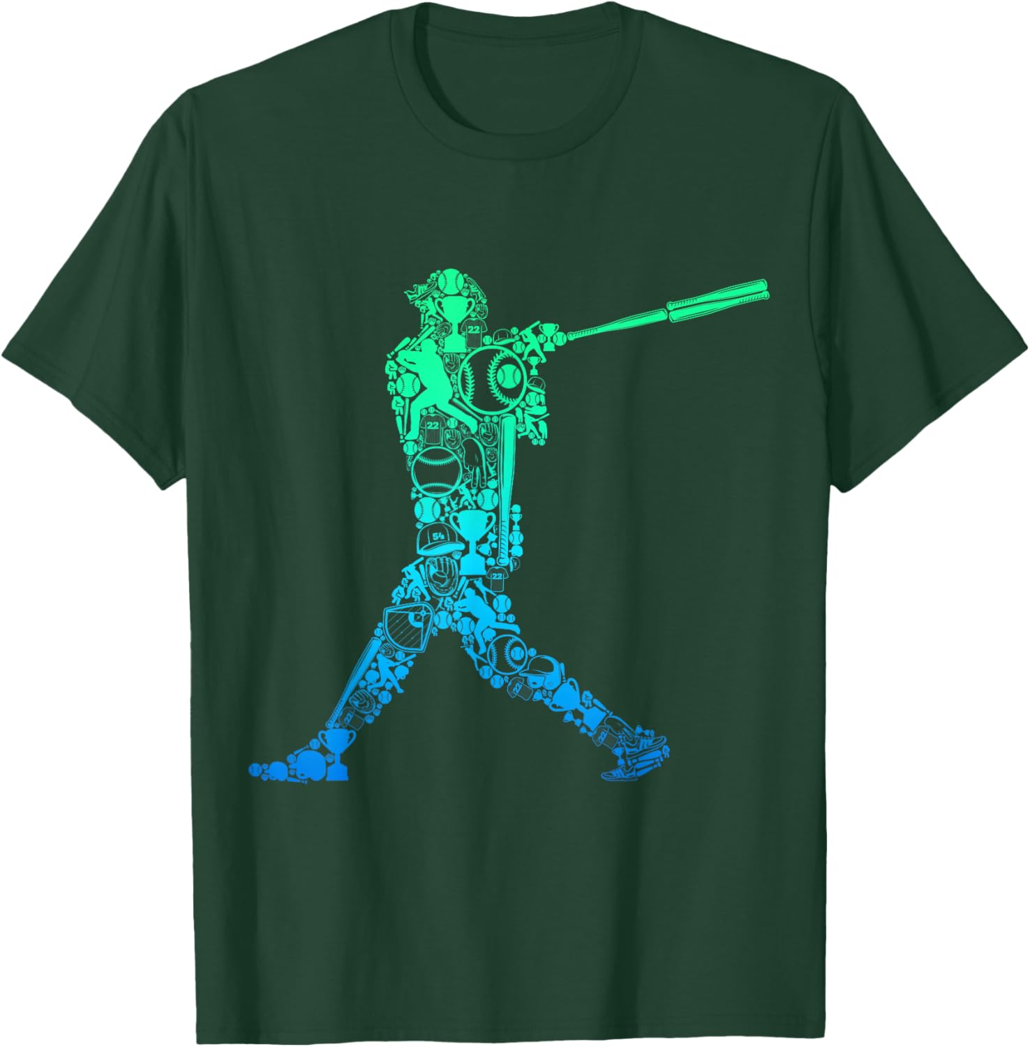 Baseball Player Batter Youth Men Boys Kids T-Shirt - T-Shirt | Forest