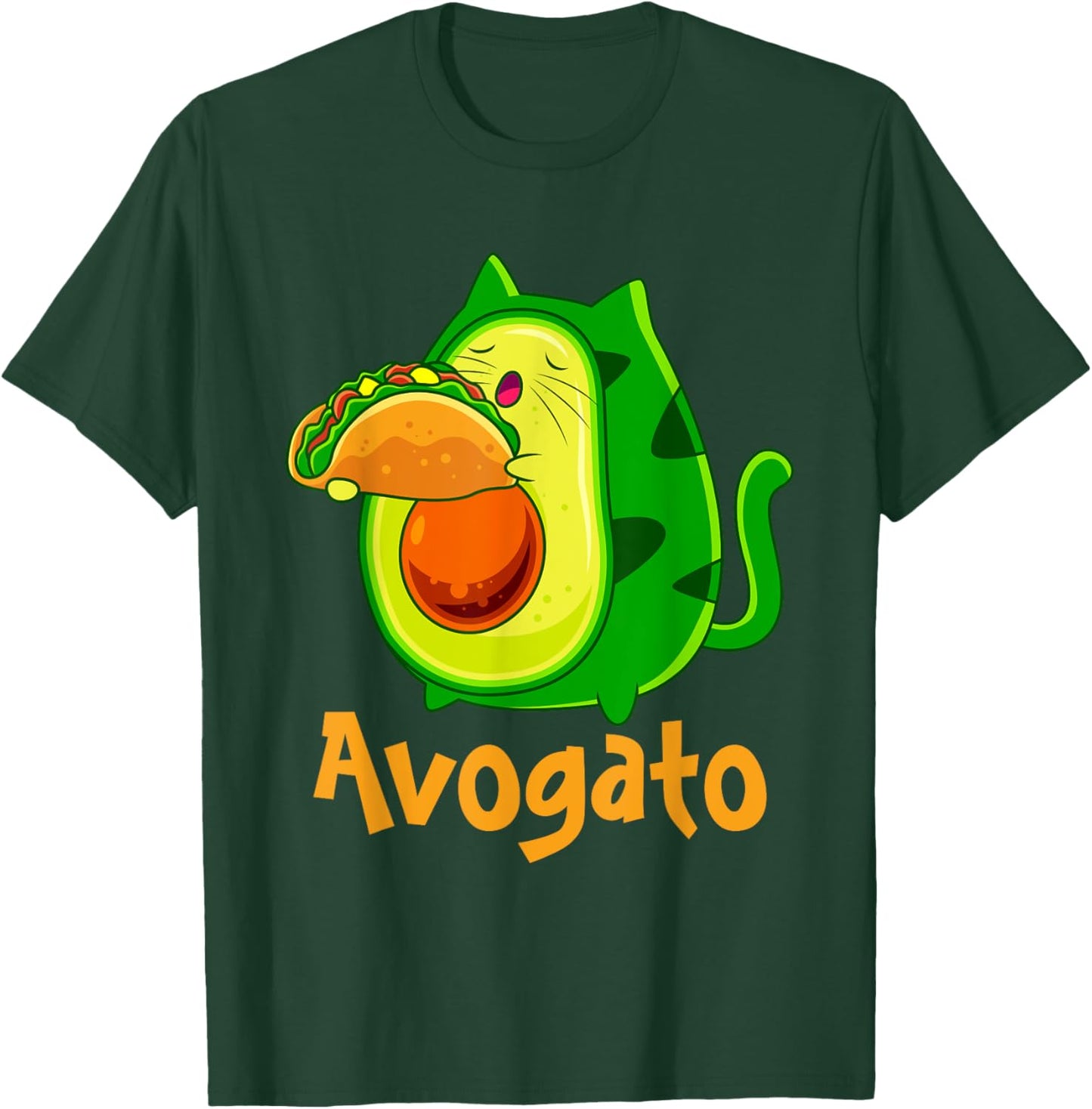 Avogato Avocato Cats Avocado with Taco Vegan Kitten T-Shirt - T-Shirt | Forest