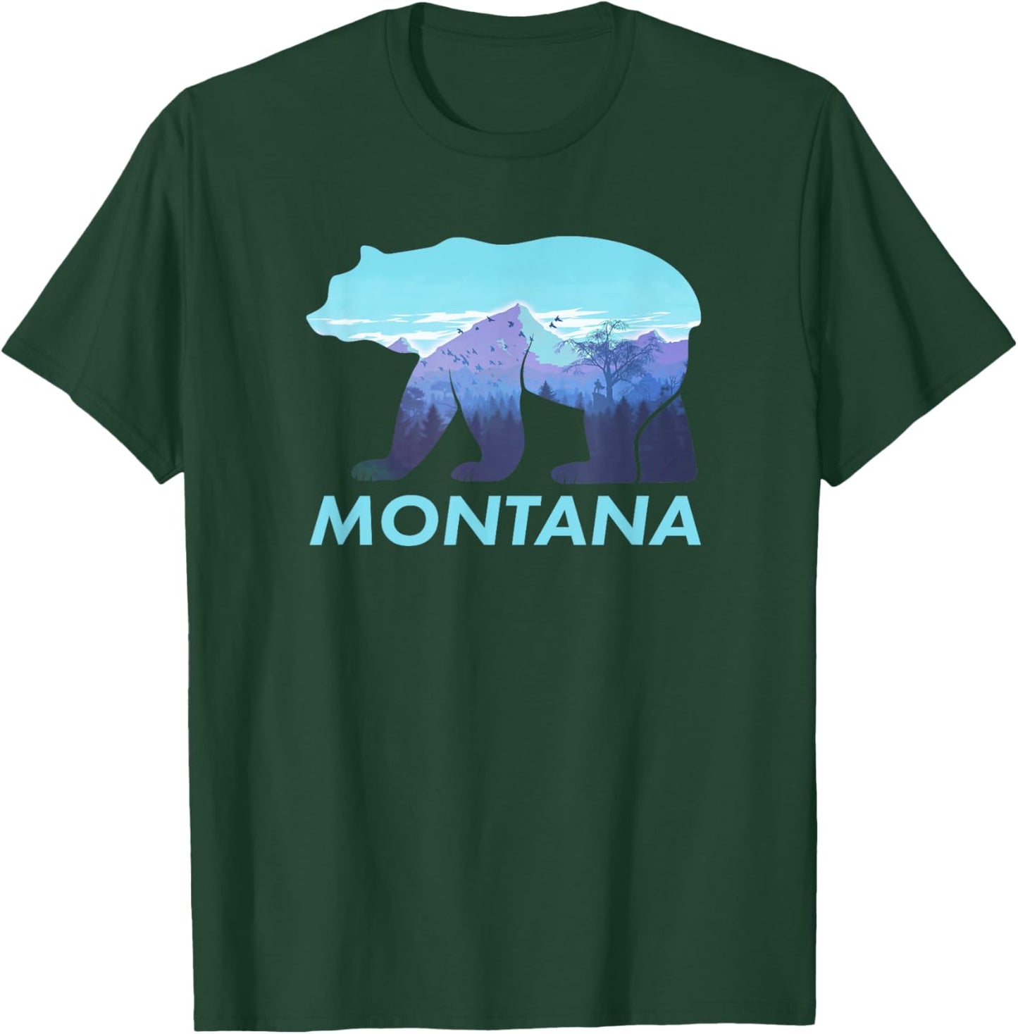 Montana Retro Vintage Outdoors Mountain Graphic Design T-Shirt - T-Shirt | Forest