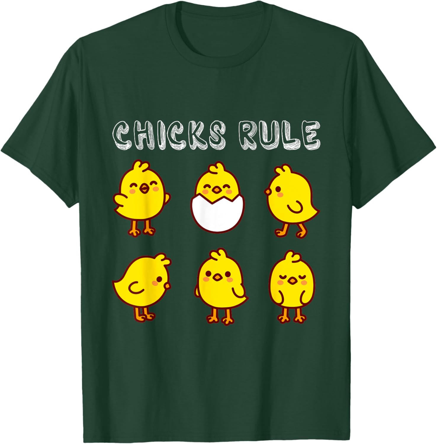 Chicks Rule Funny Happy Easter Day Women Ladies Girls Kids T-Shirt - T-Shirt | Forest
