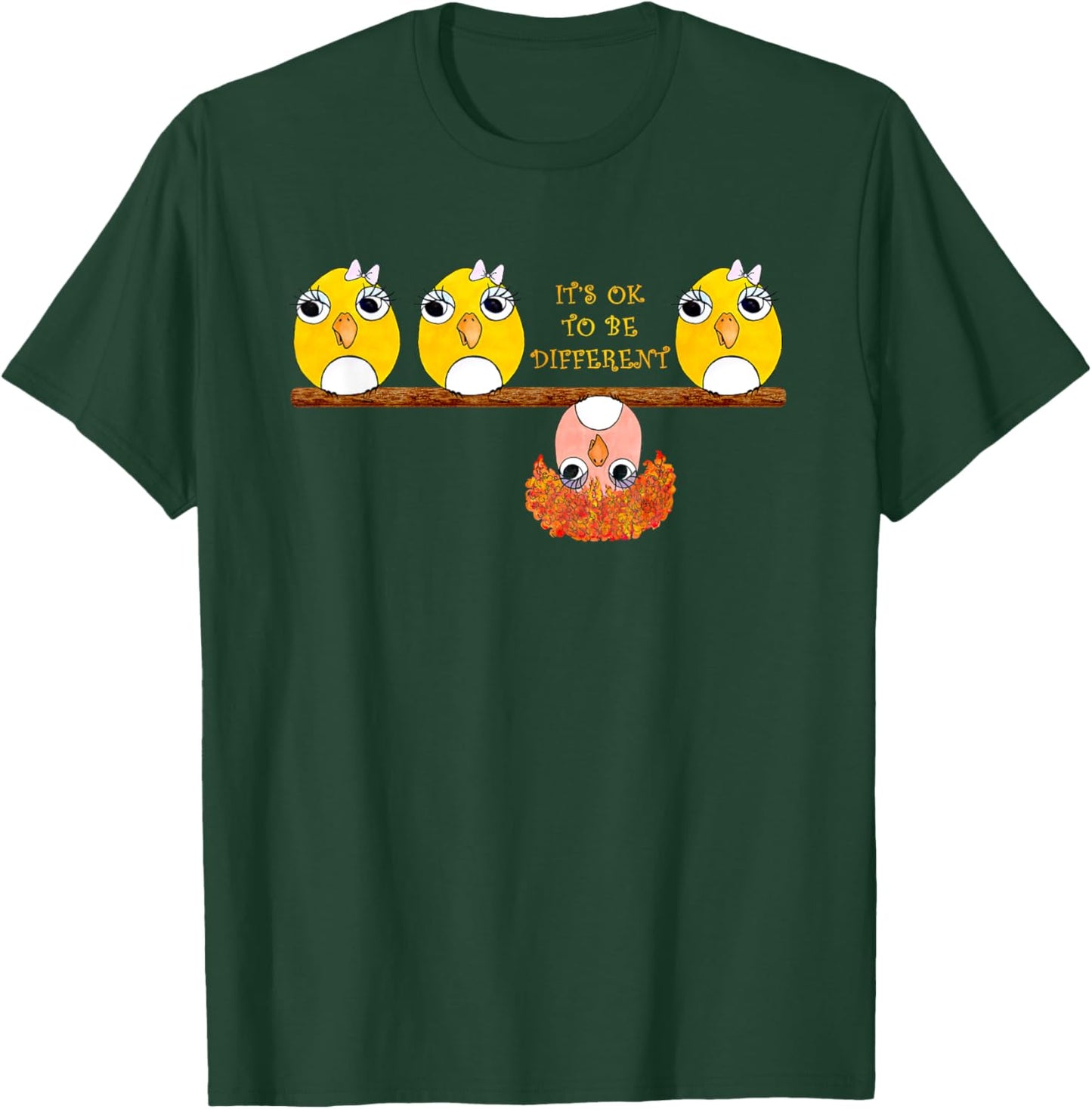 It's OK To Be Different Birds on Branch Positive Girls Top T-Shirt - T-Shirt | Forest