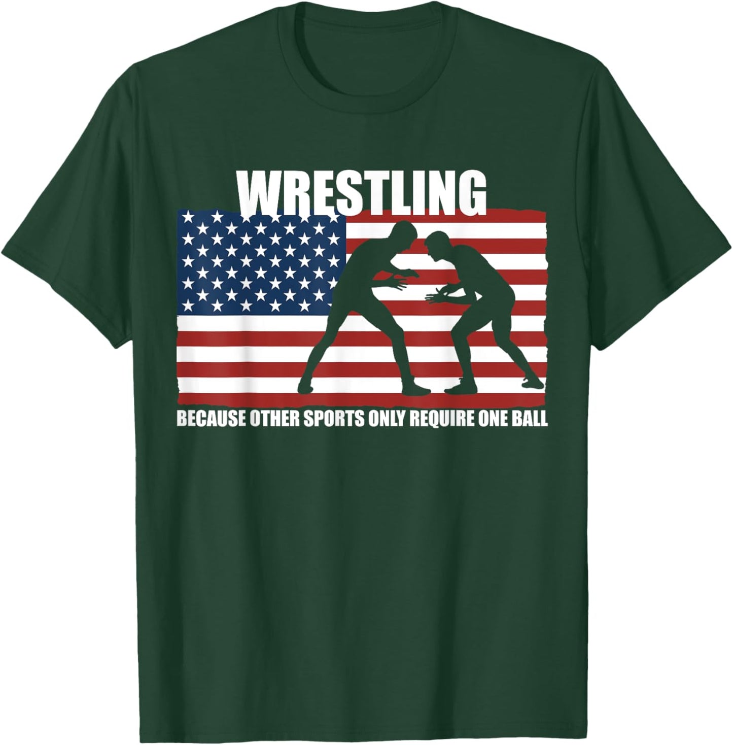 US Flag Wrestling because other sports only require one ball T-Shirt - T-Shirt | Forest
