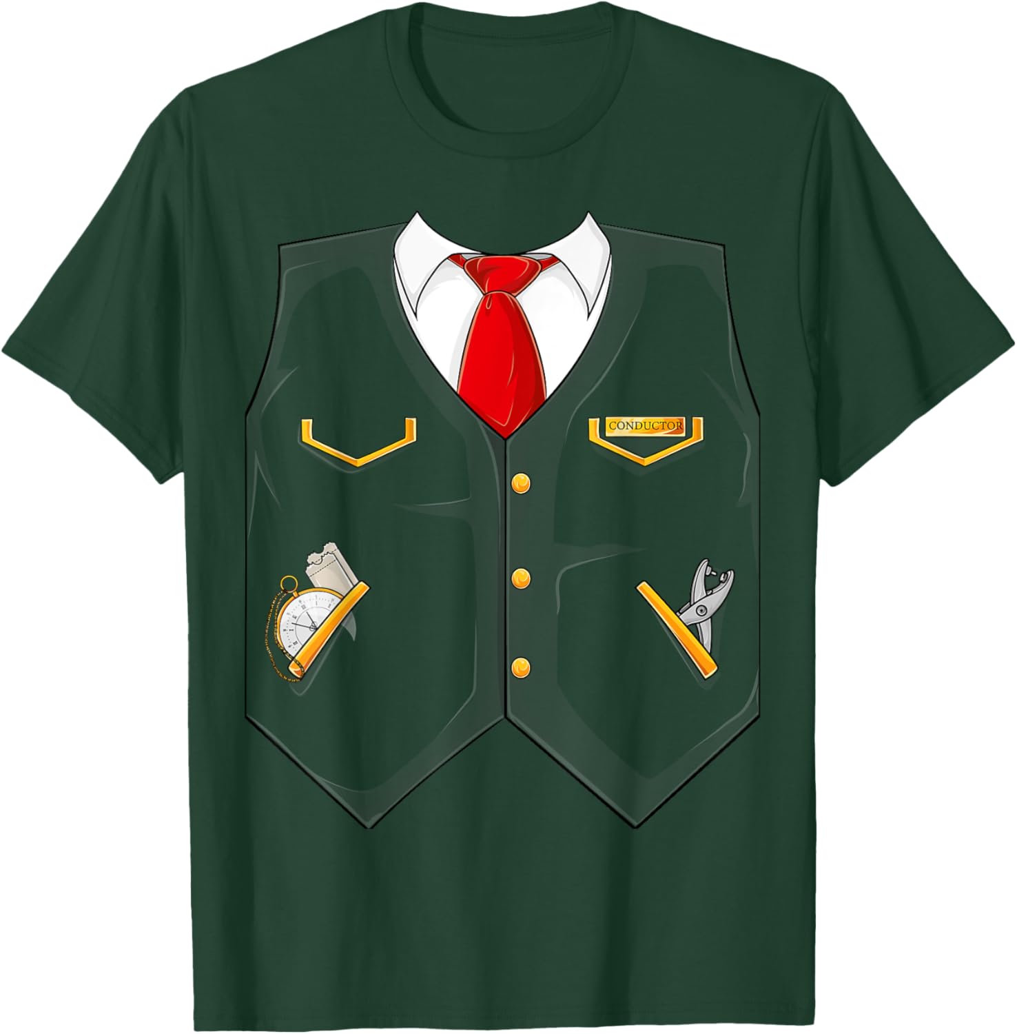 Halloween Train Conductor Costume for Kids Adults Men Women T-Shirt - T-Shirt | Forest
