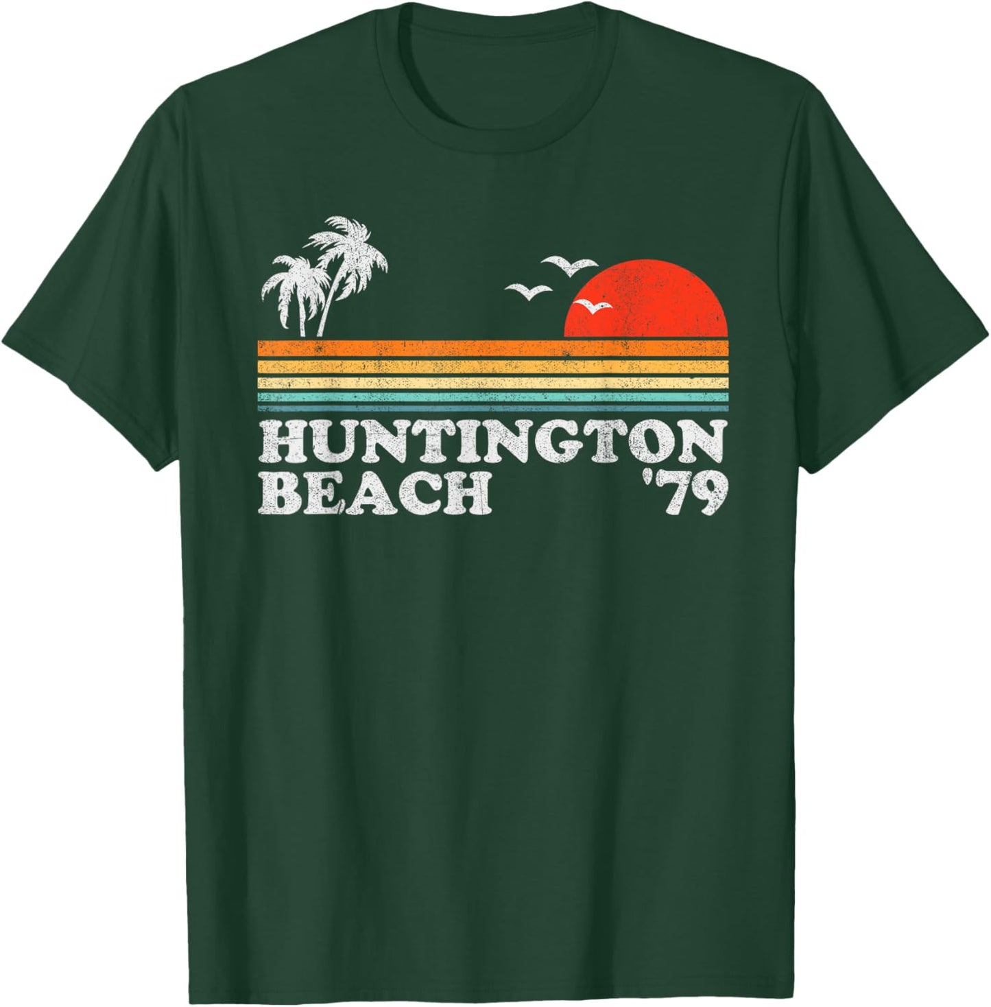 Vintage Huntington Beach California Retro Surfing 70's Gift T-Shirt - T-Shirt | Forest