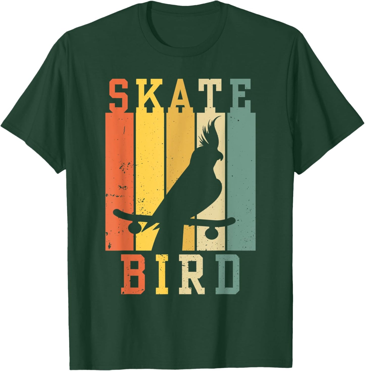 Skatebird Funny Parrot Skating T-Shirt - T-Shirt | Forest