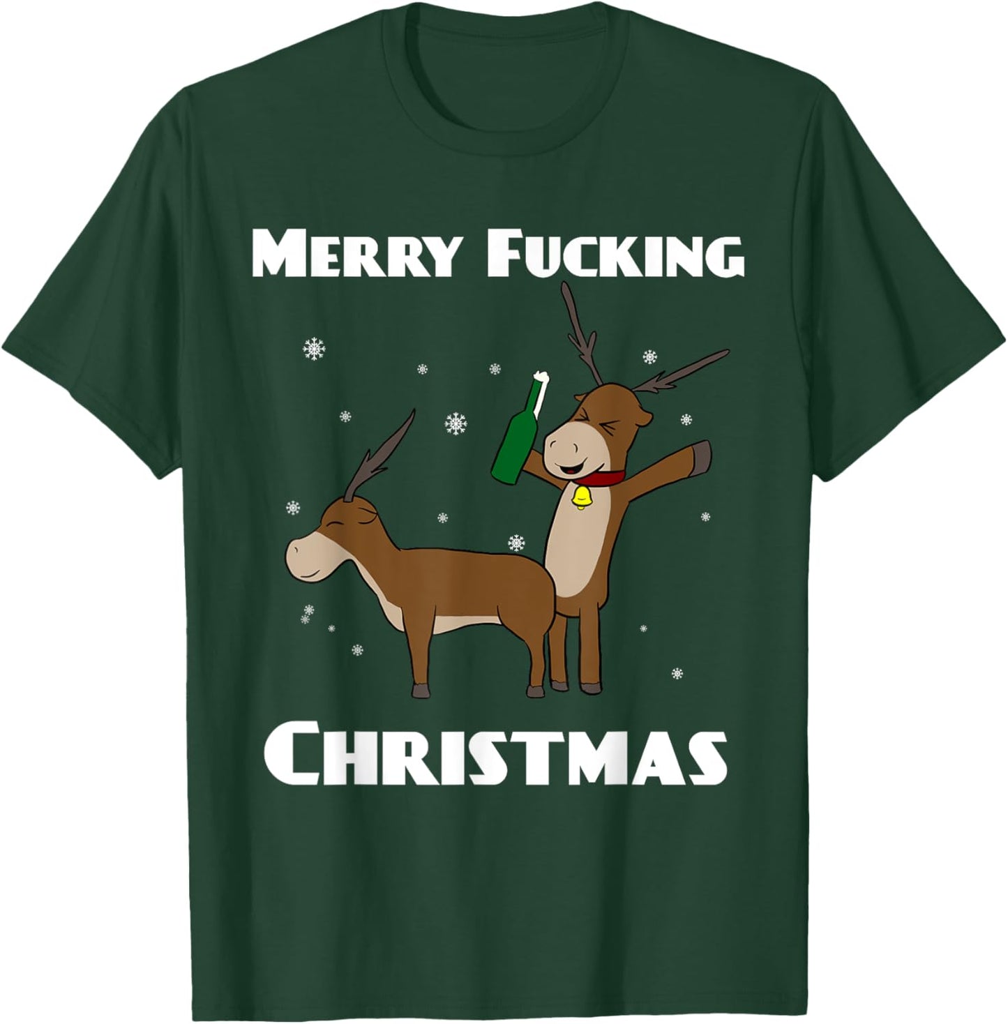 Merry Fucking Christmas Reindeer T-Shirt - T-Shirt | Forest