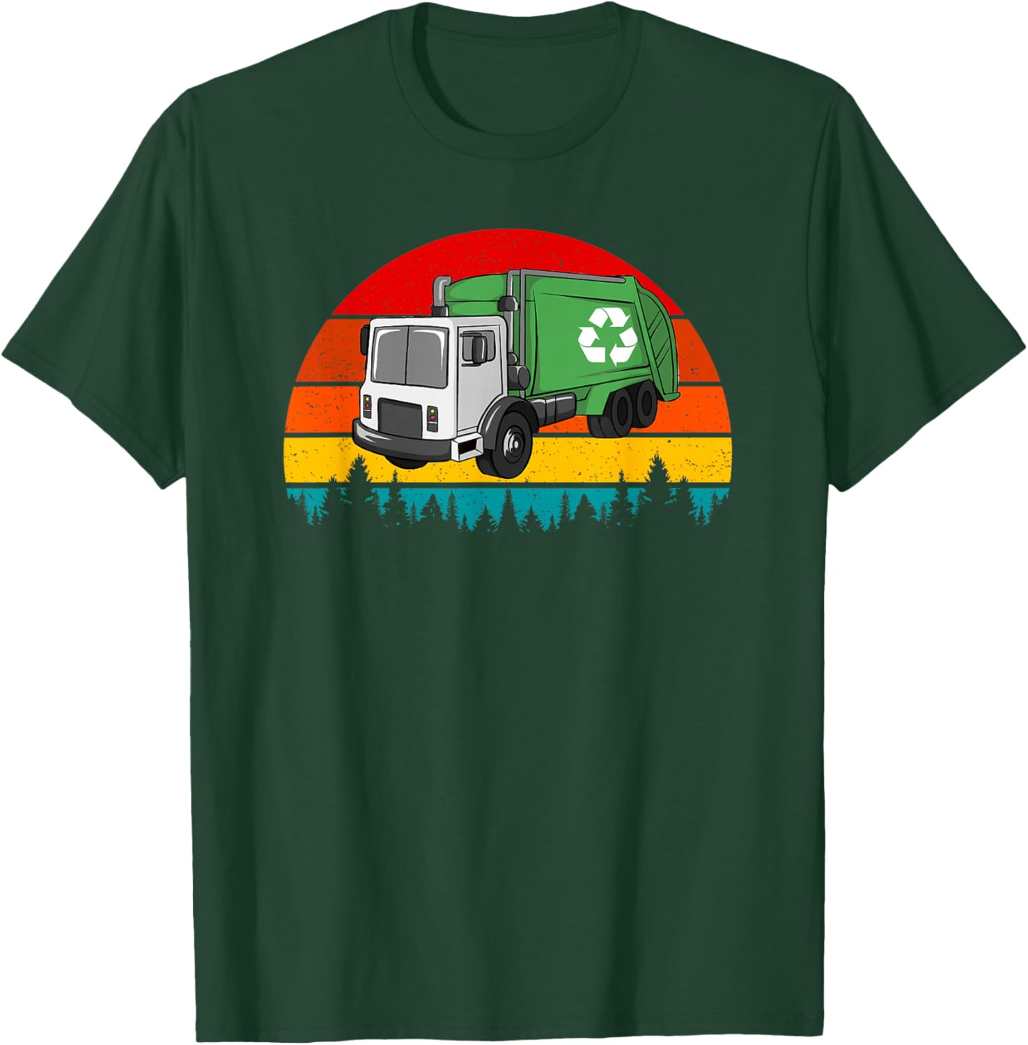 Retro Recycling Garbage Truck Waste Management T-Shirt - T-Shirt | Forest