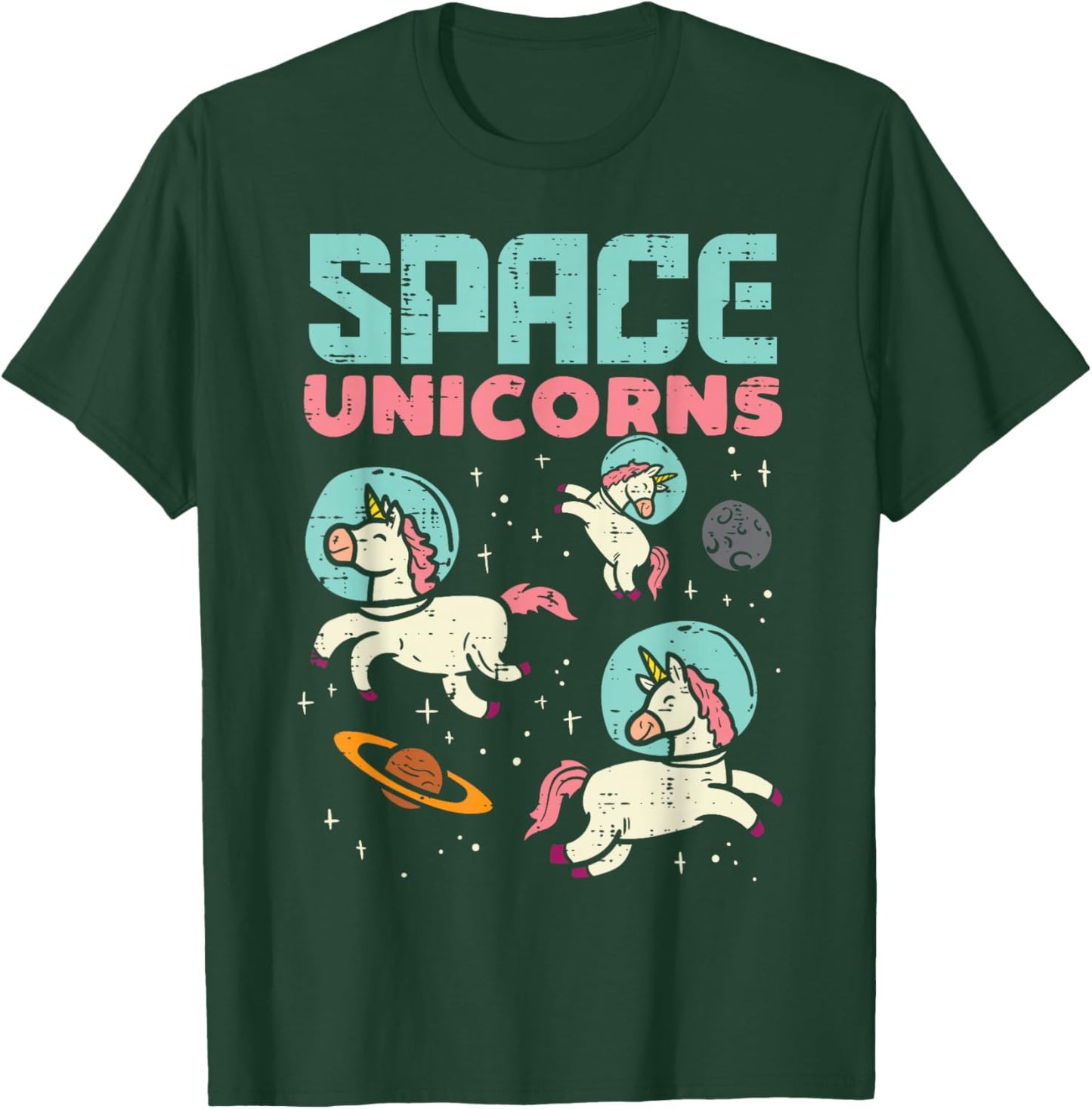 Space Unicorn Astronaut Cute Galaxy Animal Women Girls Kids T-Shirt - T-Shirt | Forest